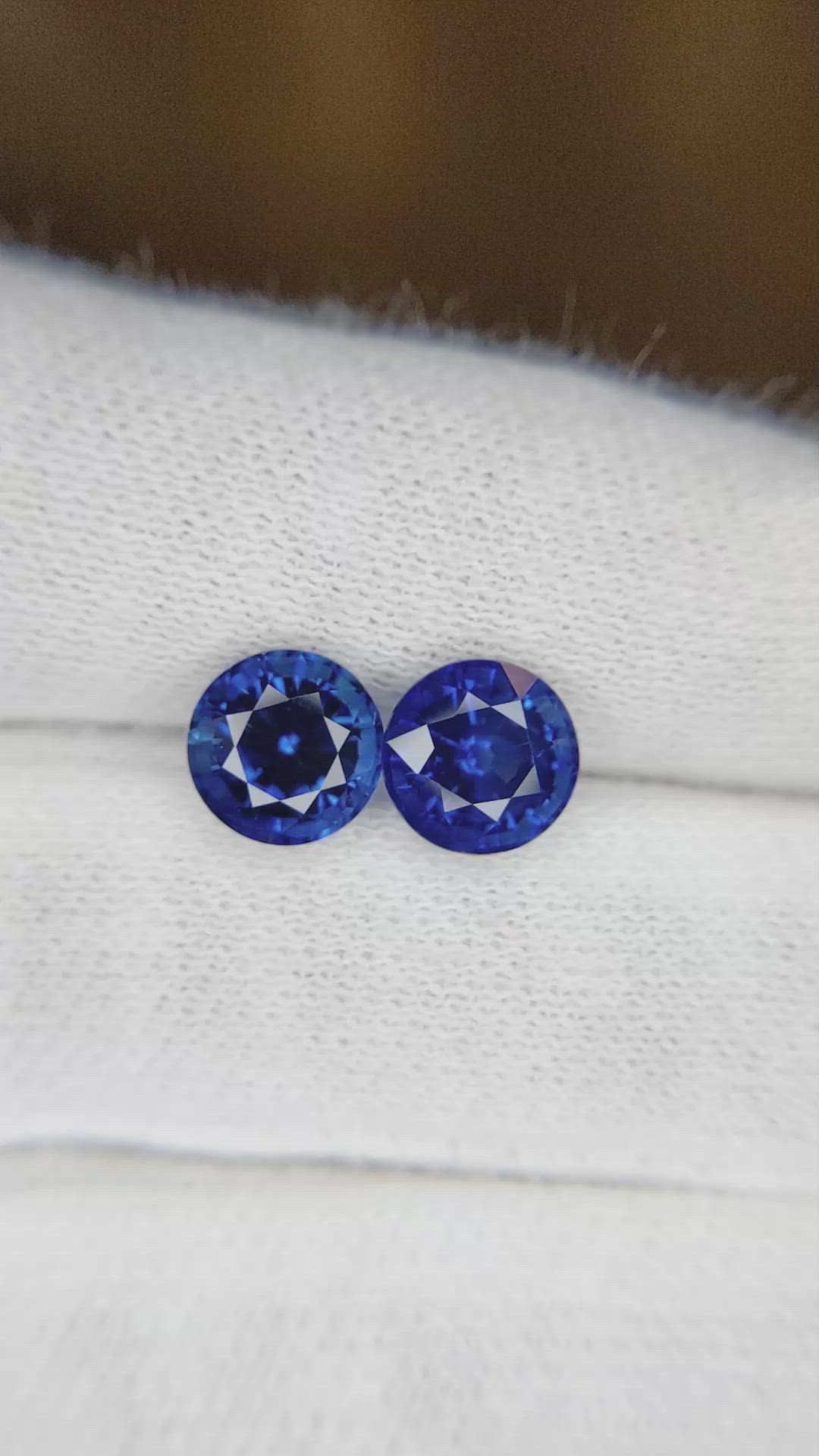 4.23 Ct.Tw.Total Carat Weight Blue Sapphire Pair from Ceylon (Sri Lanka) Size Video