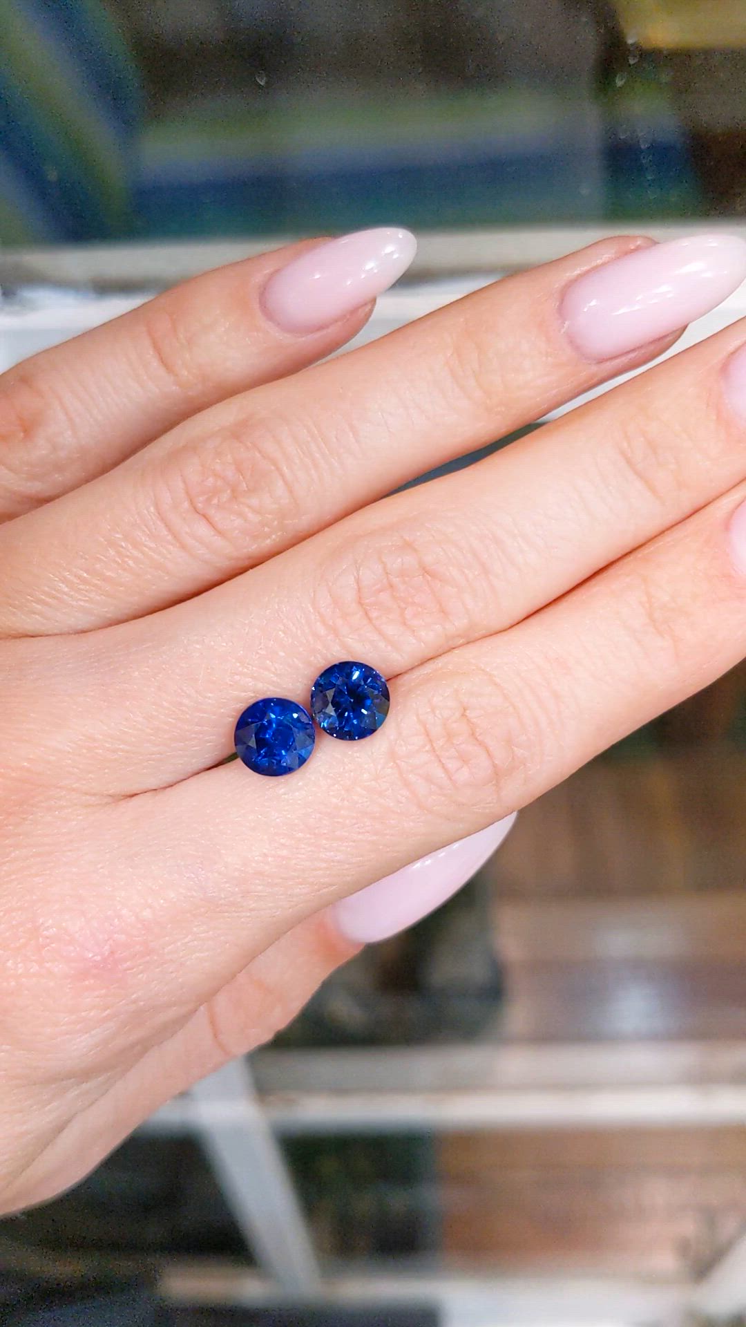 4.23 Ct.Tw.Total Carat Weight Blue Sapphire Pair from Ceylon (Sri Lanka) Size Video