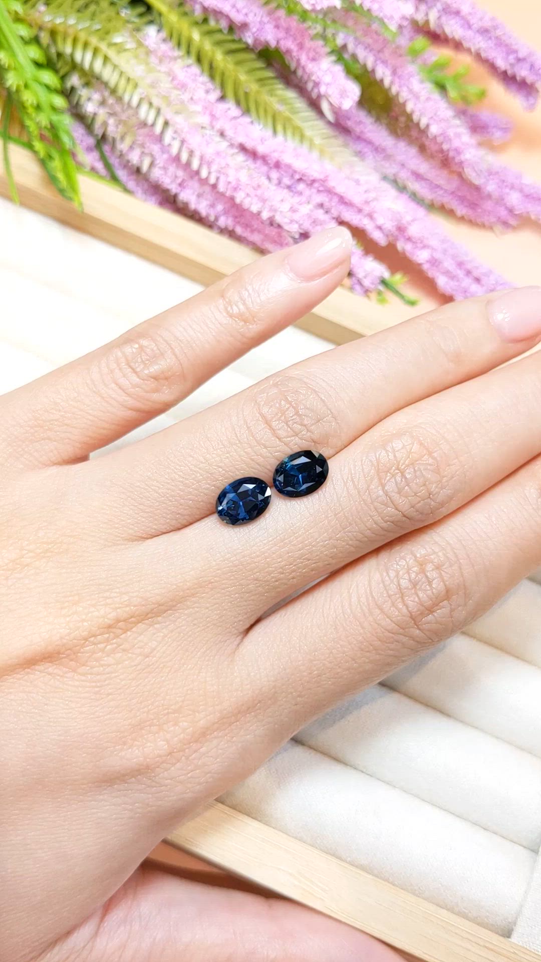 4.13 Ct.Tw.Total Carat Weight Blue Sapphire Pair from Tanzania Size Video