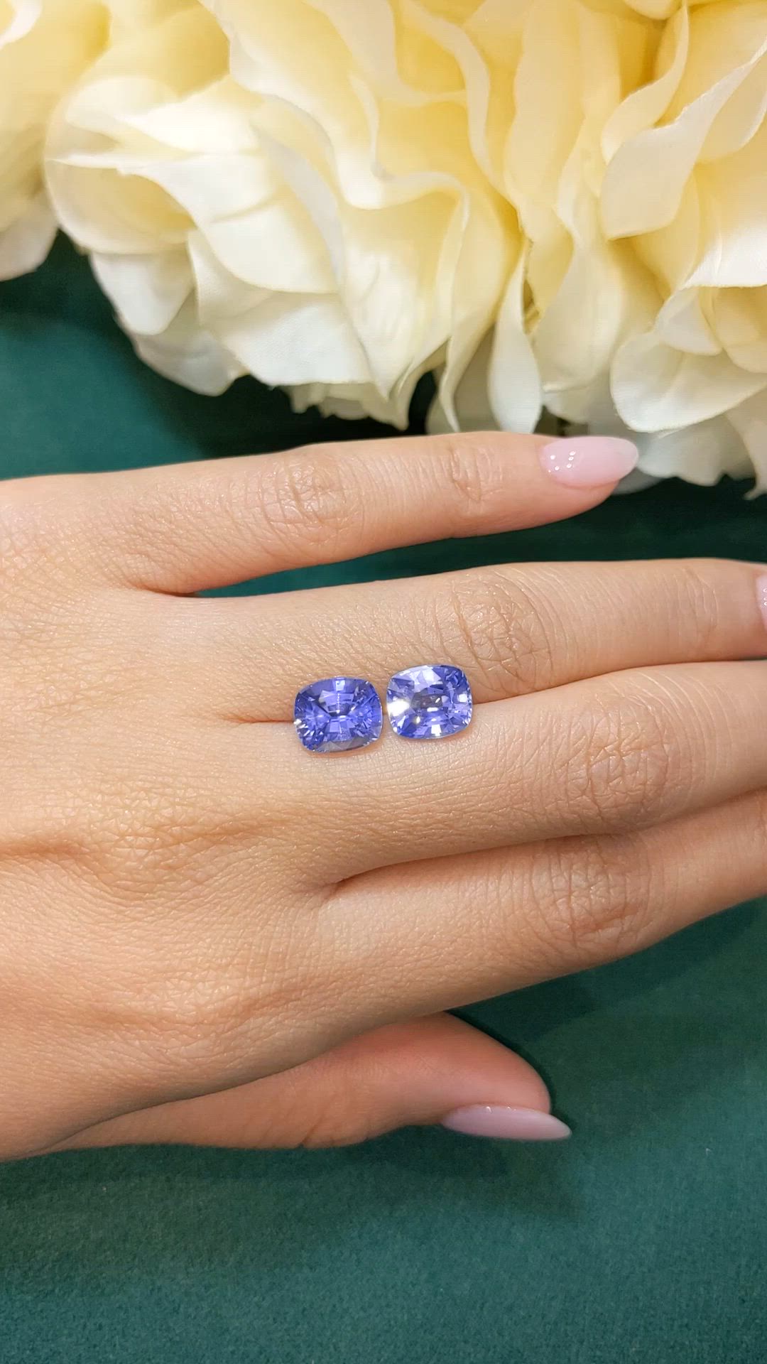 6.16&nbsp;Ct.Tw.Total Carat Weight Blue Sapphire Pair from Ceylon (Sri Lanka) Size Video