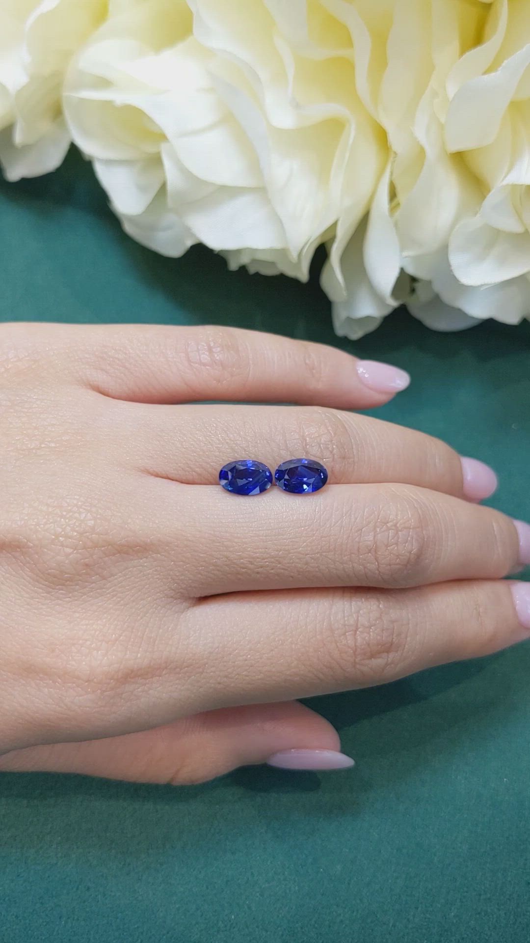 3.66 Ct.Tw.Total Carat Weight Blue Sapphire Pair from Ceylon (Sri Lanka) Size Video