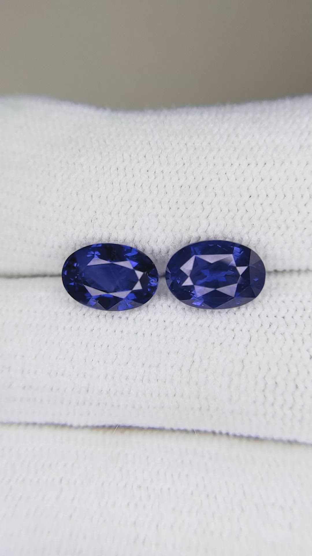 3.66 Ct.Tw.Total Carat Weight Blue Sapphire Pair from Ceylon (Sri Lanka) Size Video