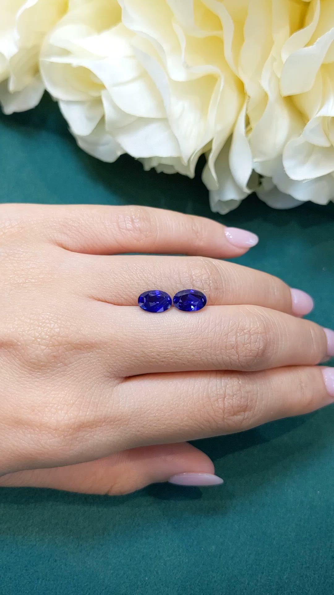 3.66 Ct.Tw.Total Carat Weight Blue Sapphire Pair from Ceylon (Sri Lanka) Size Video