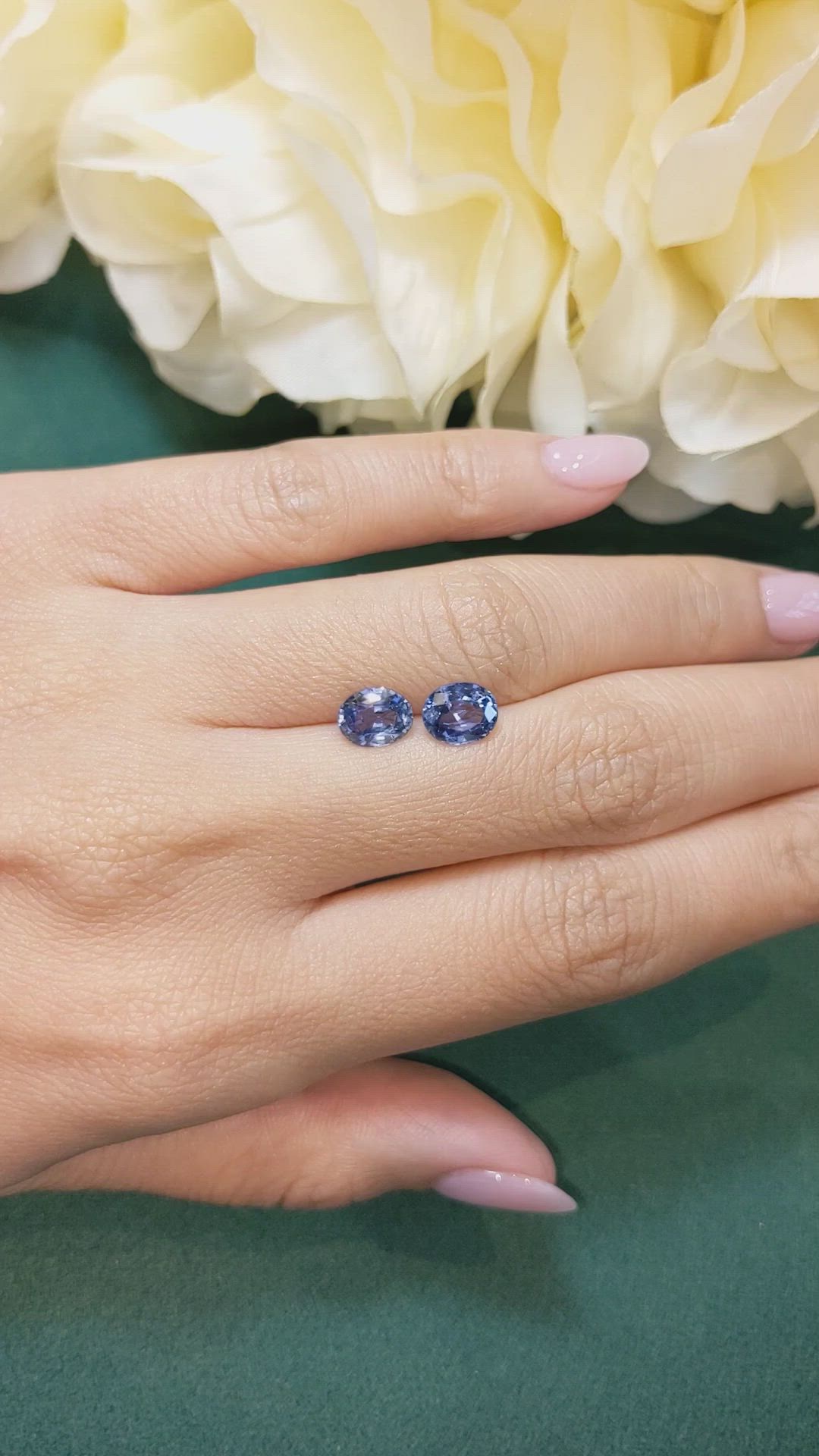 3.10&nbsp;Ct.Tw.Total Carat Weight Blue Sapphire Pair from Ceylon (Sri Lanka) Size Video