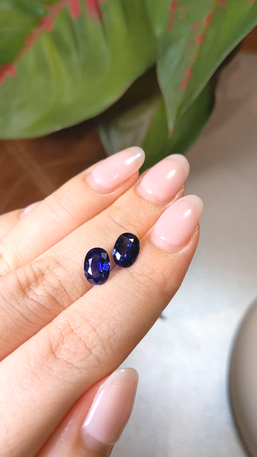 3.62&nbsp;Ct.Tw.Total Carat Weight Blue Sapphire Pair from Ceylon (Sri Lanka) Size Video