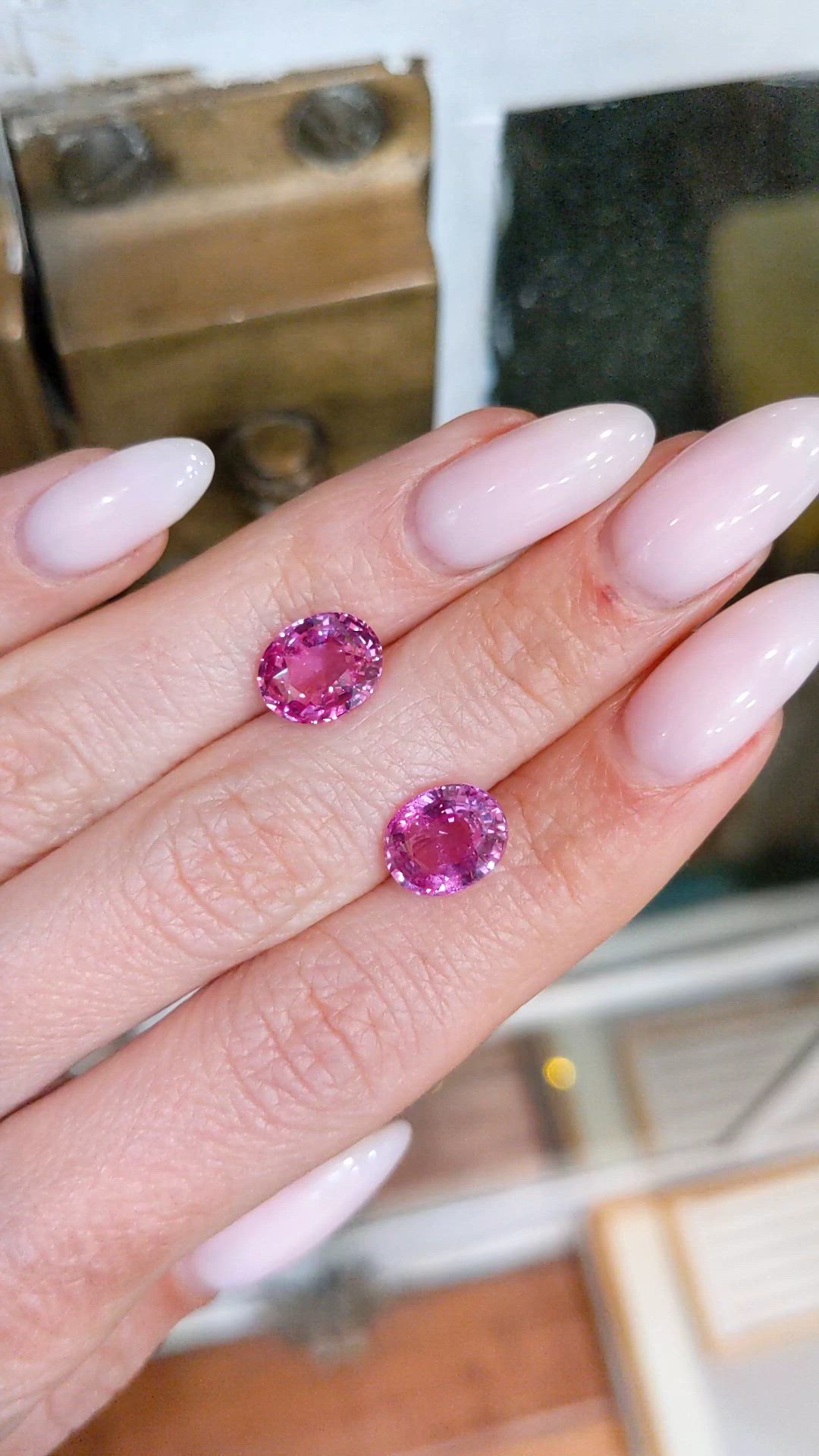 6.09&nbsp;Ct.Tw.Total Carat Weight Purplish Pink Sapphire Pair from Ceylon (Sri Lanka) Size Video