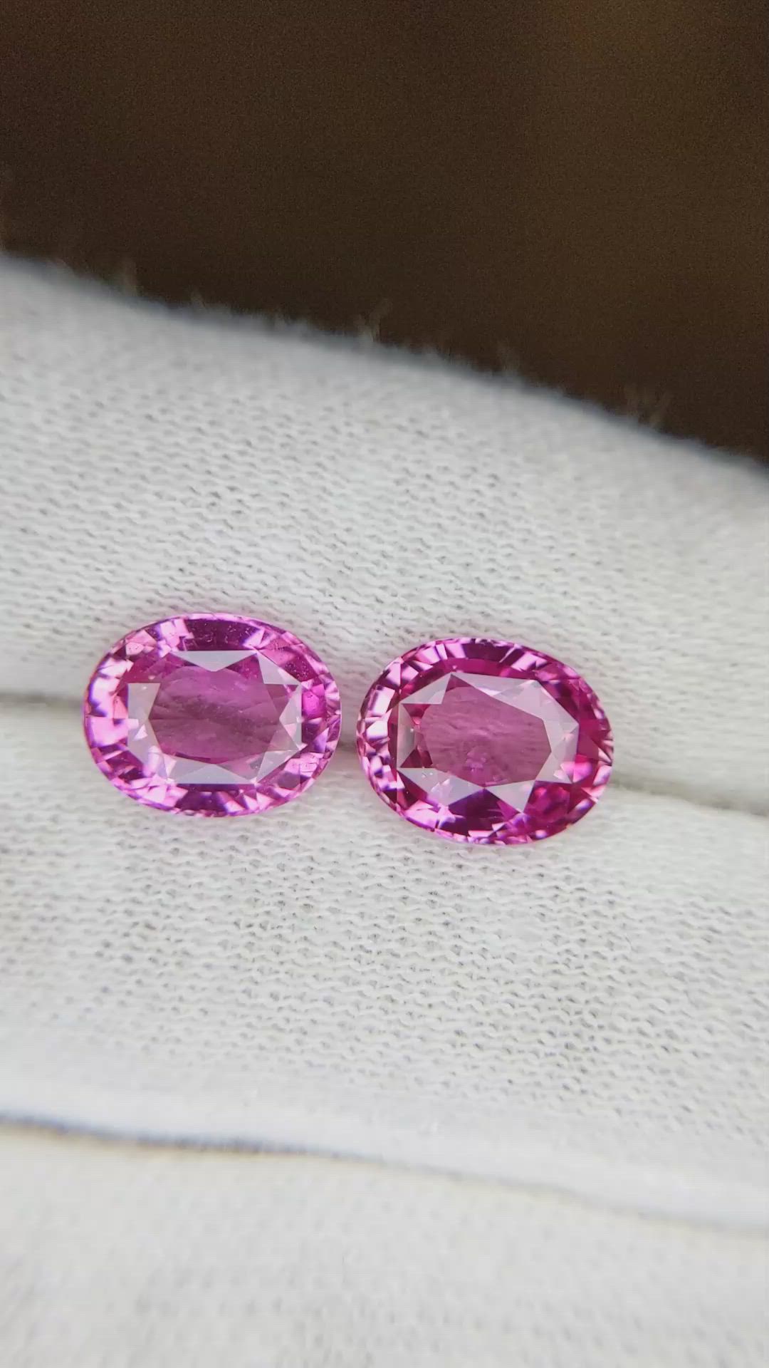 6.09&nbsp;Ct.Tw.Total Carat Weight Purplish Pink Sapphire Pair from Ceylon (Sri Lanka) Size Video