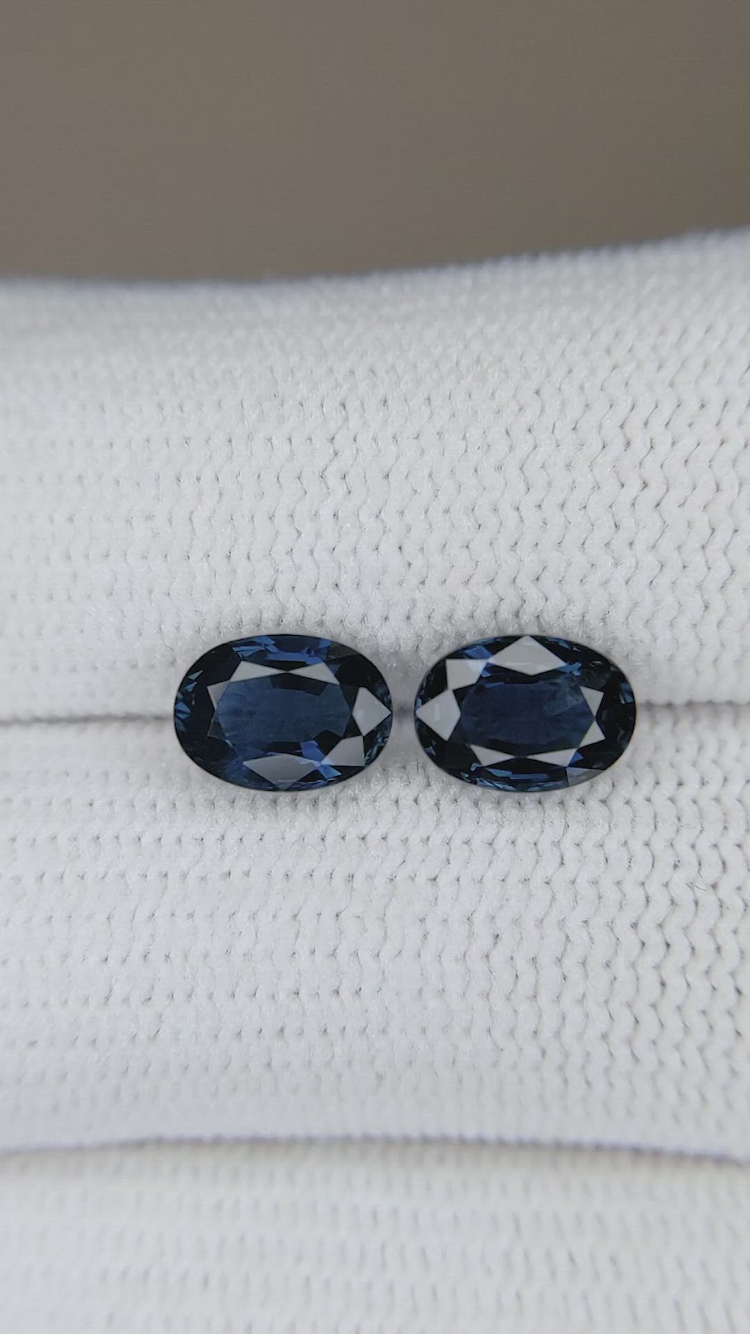 2.28 Ct.Tw.Total Carat Weight Blue Sapphire Pair from Ceylon (Sri Lanka) Size Video