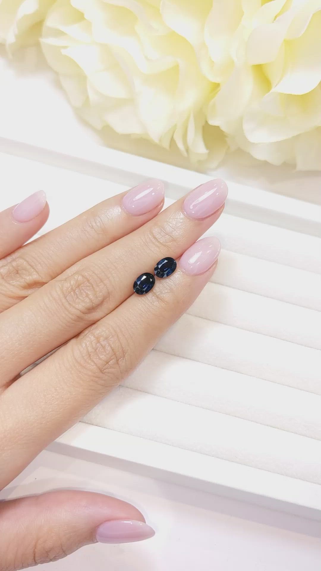 2.39&nbsp;Ct.Tw.Total Carat Weight Blue Sapphire Pair from Ceylon (Sri Lanka) Size Video