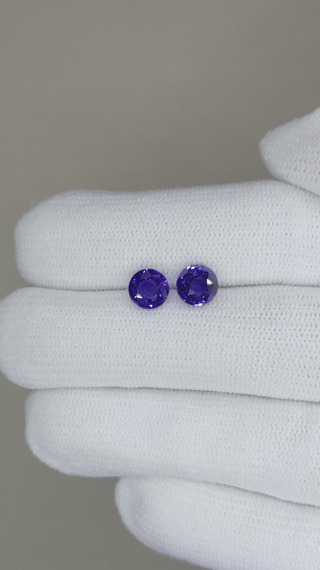 2.20 Ct.Tw.Total Carat Weight Blue Sapphire Pair from Ceylon (Sri Lanka) Size Video