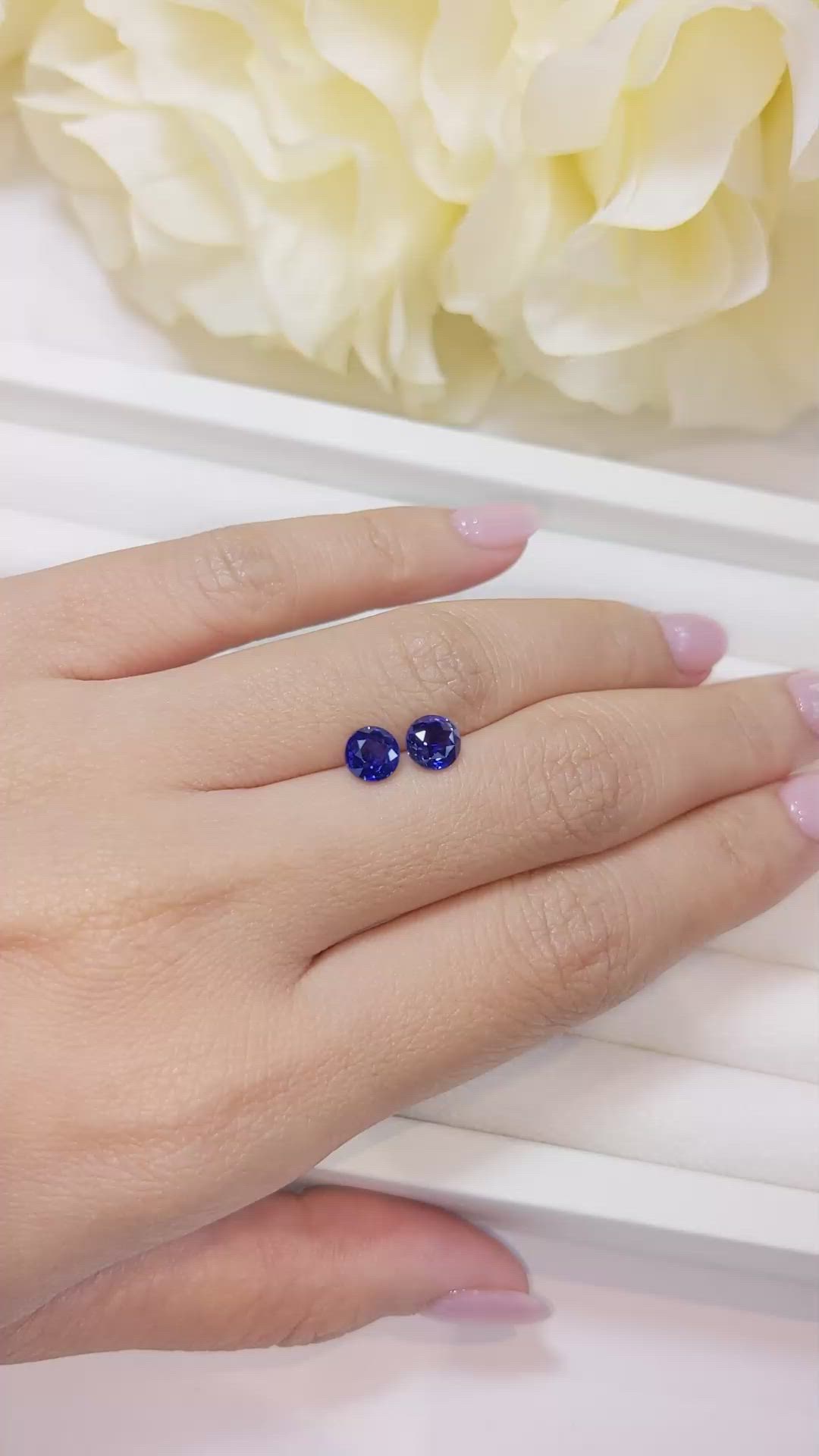 2.20 Ct.Tw.Total Carat Weight Blue Sapphire Pair from Ceylon (Sri Lanka) Size Video