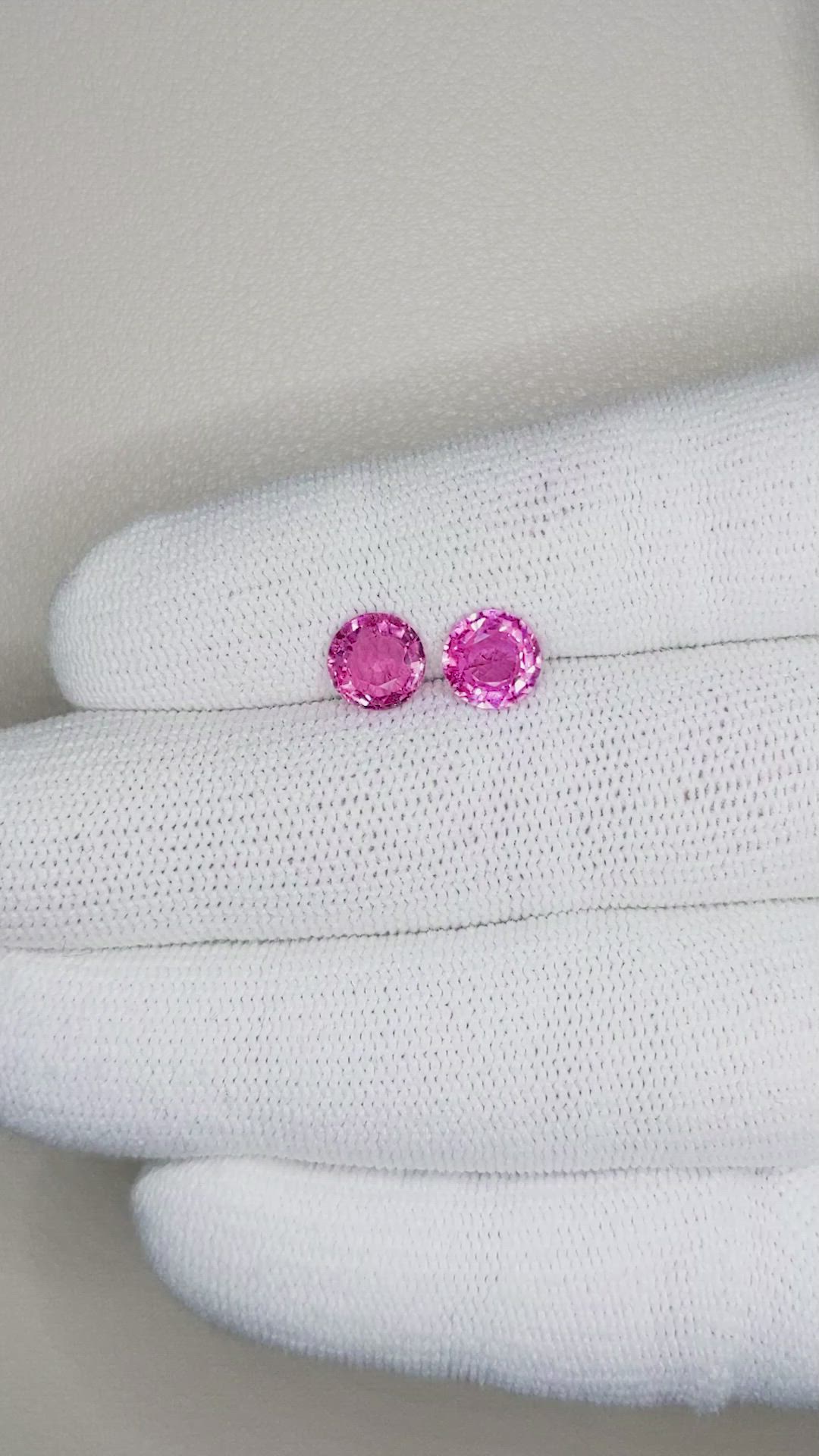 2.46 Ct.Tw.Total Carat Weight Pink Sapphire Pair from Ceylon (Sri Lanka) Size Video
