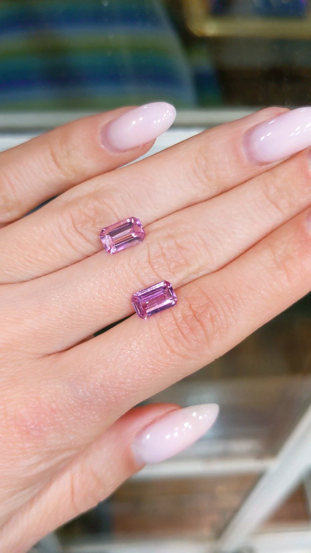 4.07 Ct.Tw.Total Carat Weight Pink Sapphire Pair from Ceylon (Sri Lanka) Size Video