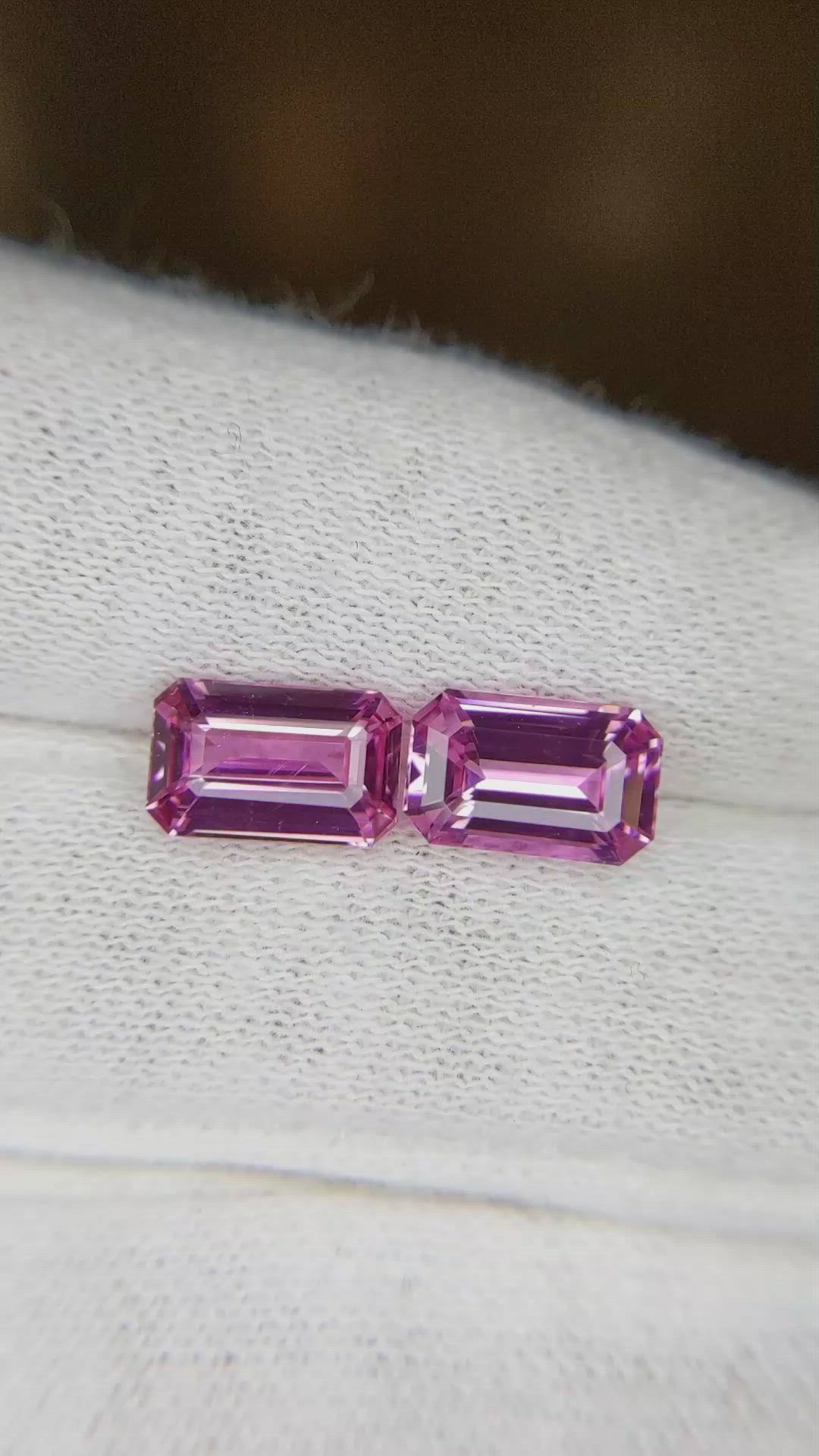 4.07 Ct.Tw.Total Carat Weight Pink Sapphire Pair from Ceylon (Sri Lanka) Size Video