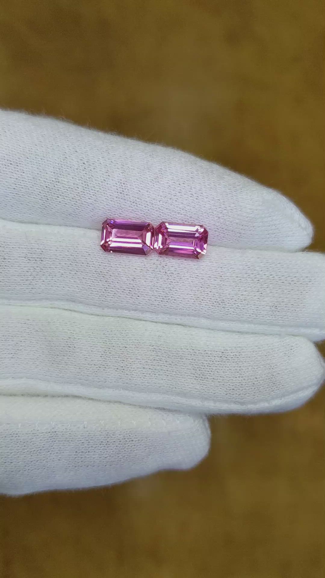 4.07 Ct.Tw.Total Carat Weight Pink Sapphire Pair from Ceylon (Sri Lanka) Size Video