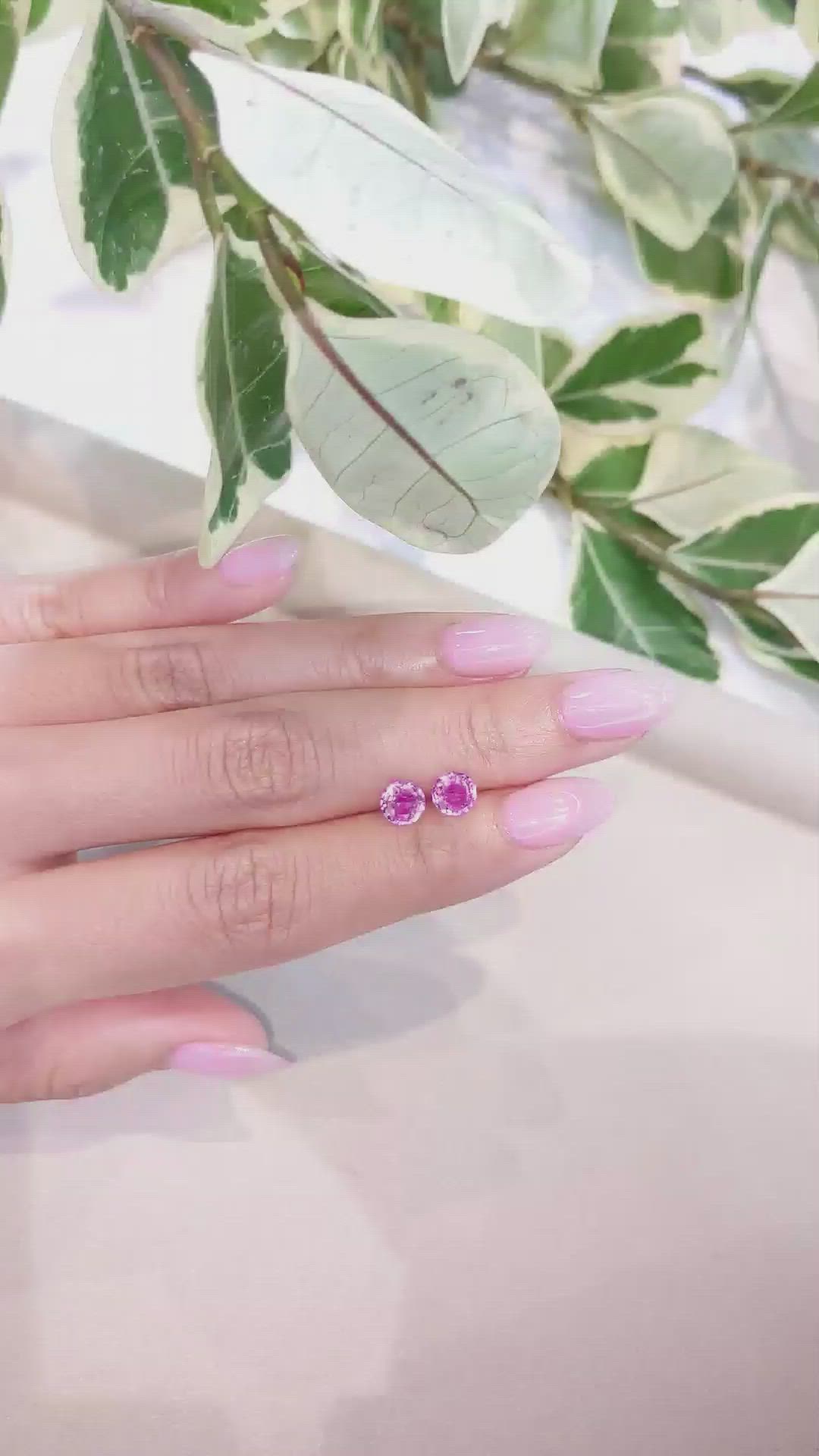1.68 Ct.Tw.Total Carat Weight Pink Sapphire Pair from Ceylon (Sri Lanka) Size Video