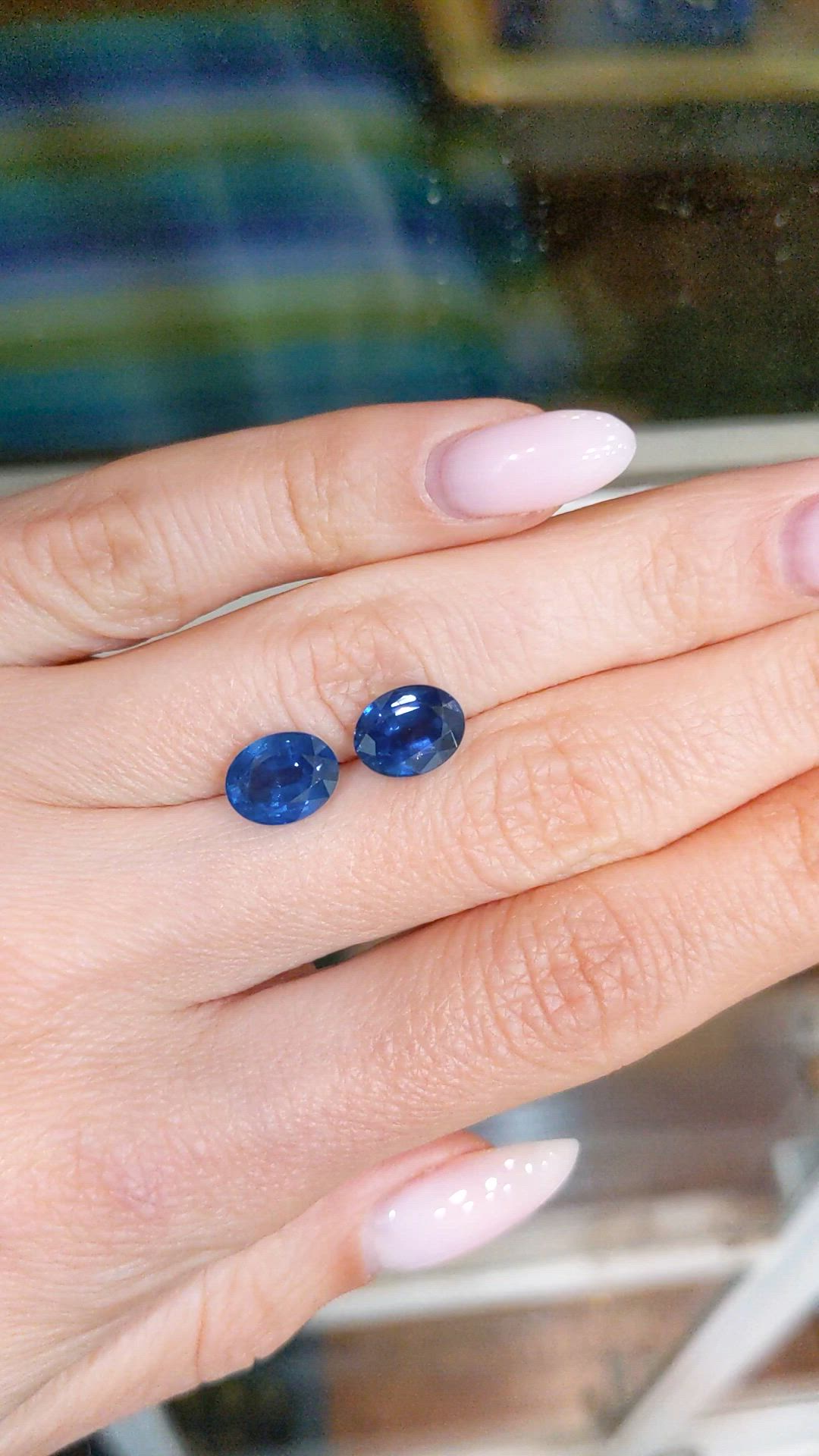 4.87 Ct.Tw.Total Carat Weight Blue Sapphire Pair from Ceylon (Sri Lanka) Size Video