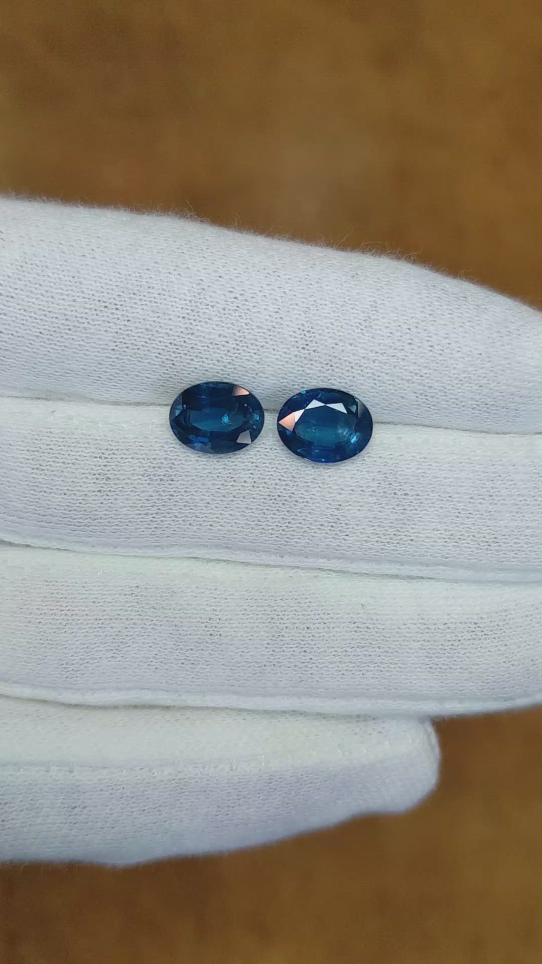 4.27 Ct.Tw.Total Carat Weight Blue Sapphire Pair from Ceylon (Sri Lanka) Size Video