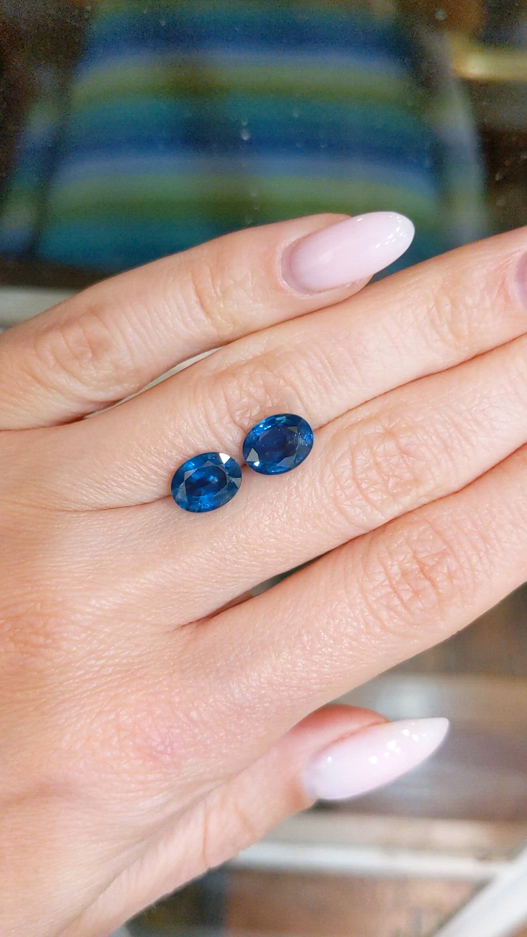 4.27 Ct.Tw.Total Carat Weight Blue Sapphire Pair from Ceylon (Sri Lanka) Size Video