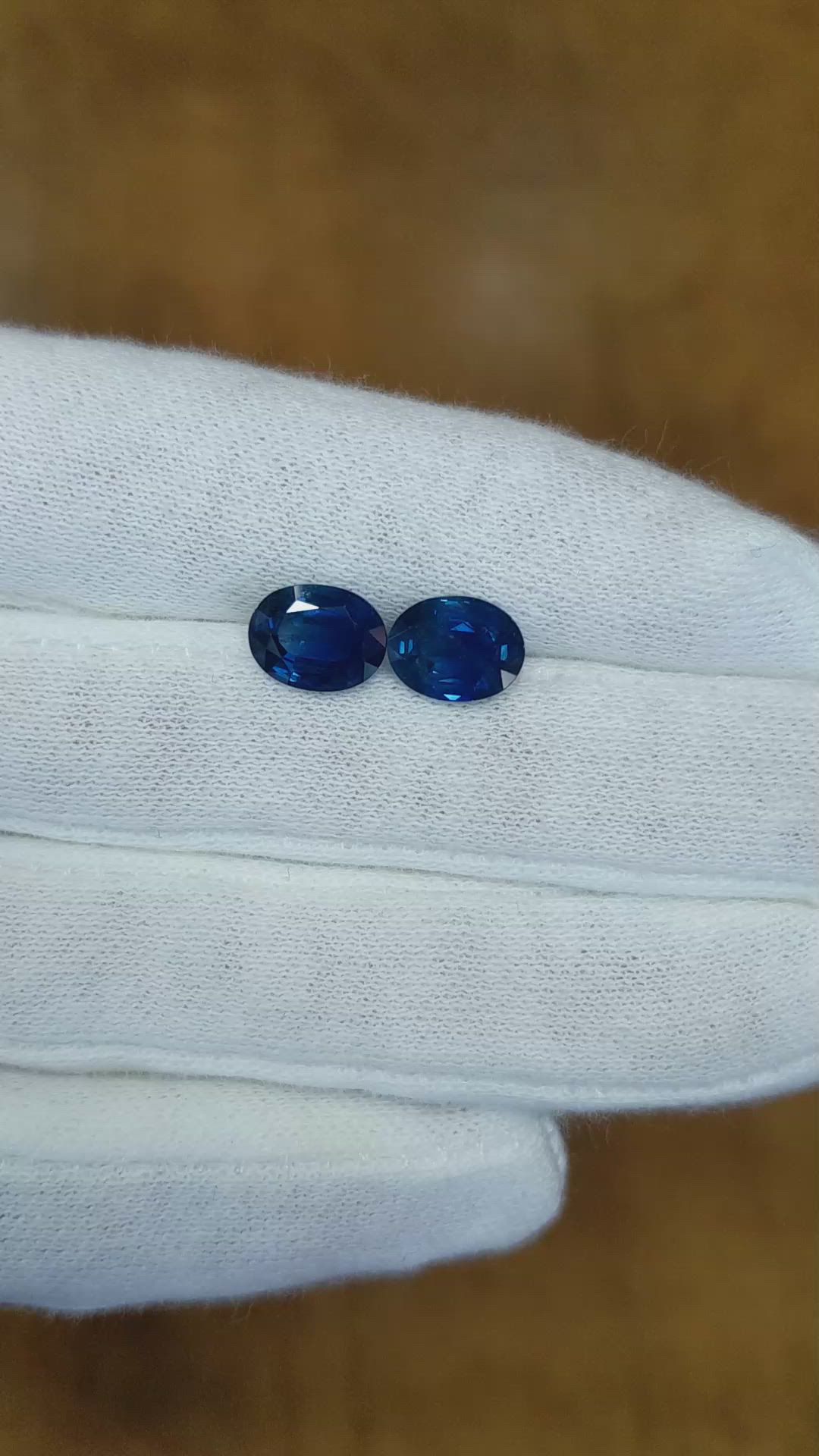 4.28 Ct.Tw.Total Carat Weight Blue Sapphire Pair from Ceylon (Sri Lanka) Size Video