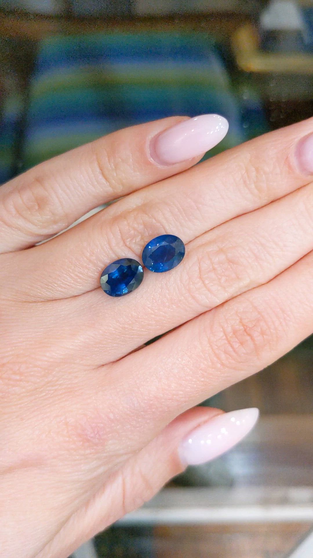 4.74 Ct.Tw.Total Carat Weight Blue Sapphire Pair from Ceylon (Sri Lanka) Size Video