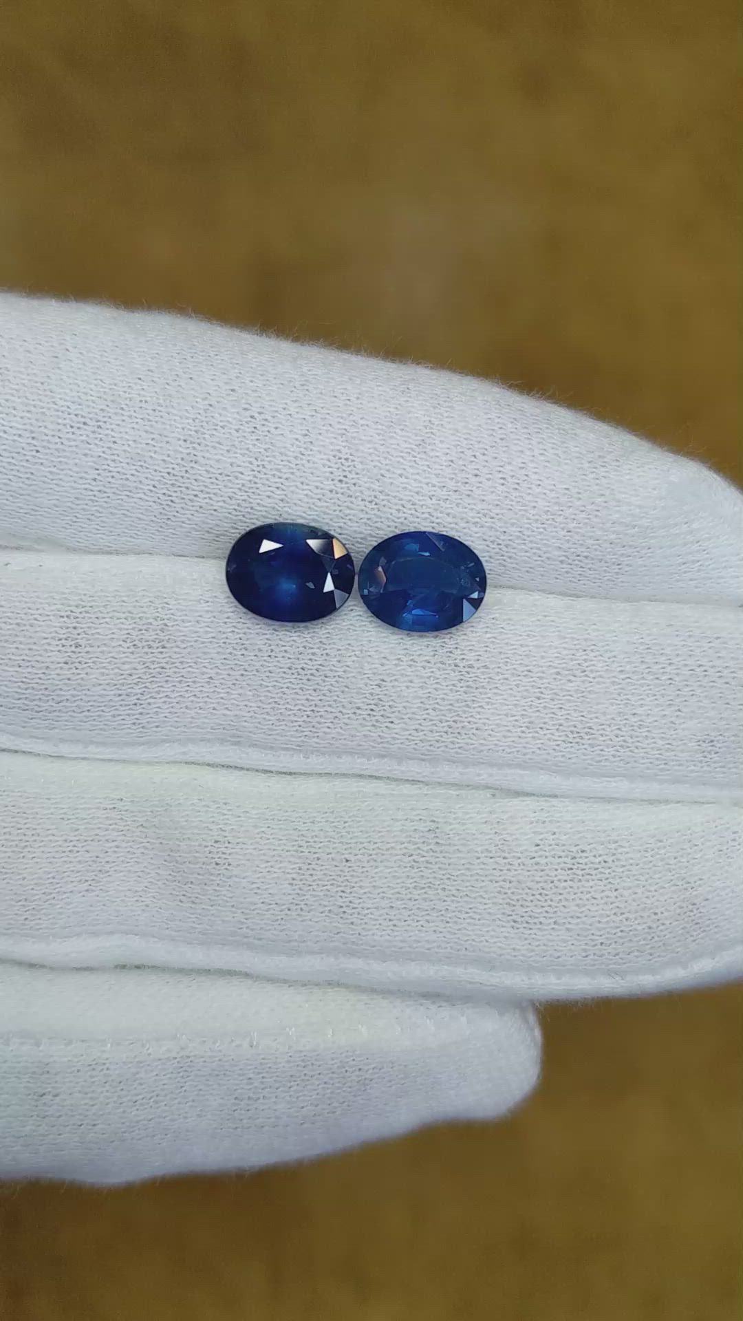 4.74 Ct.Tw.Total Carat Weight Blue Sapphire Pair from Ceylon (Sri Lanka) Size Video