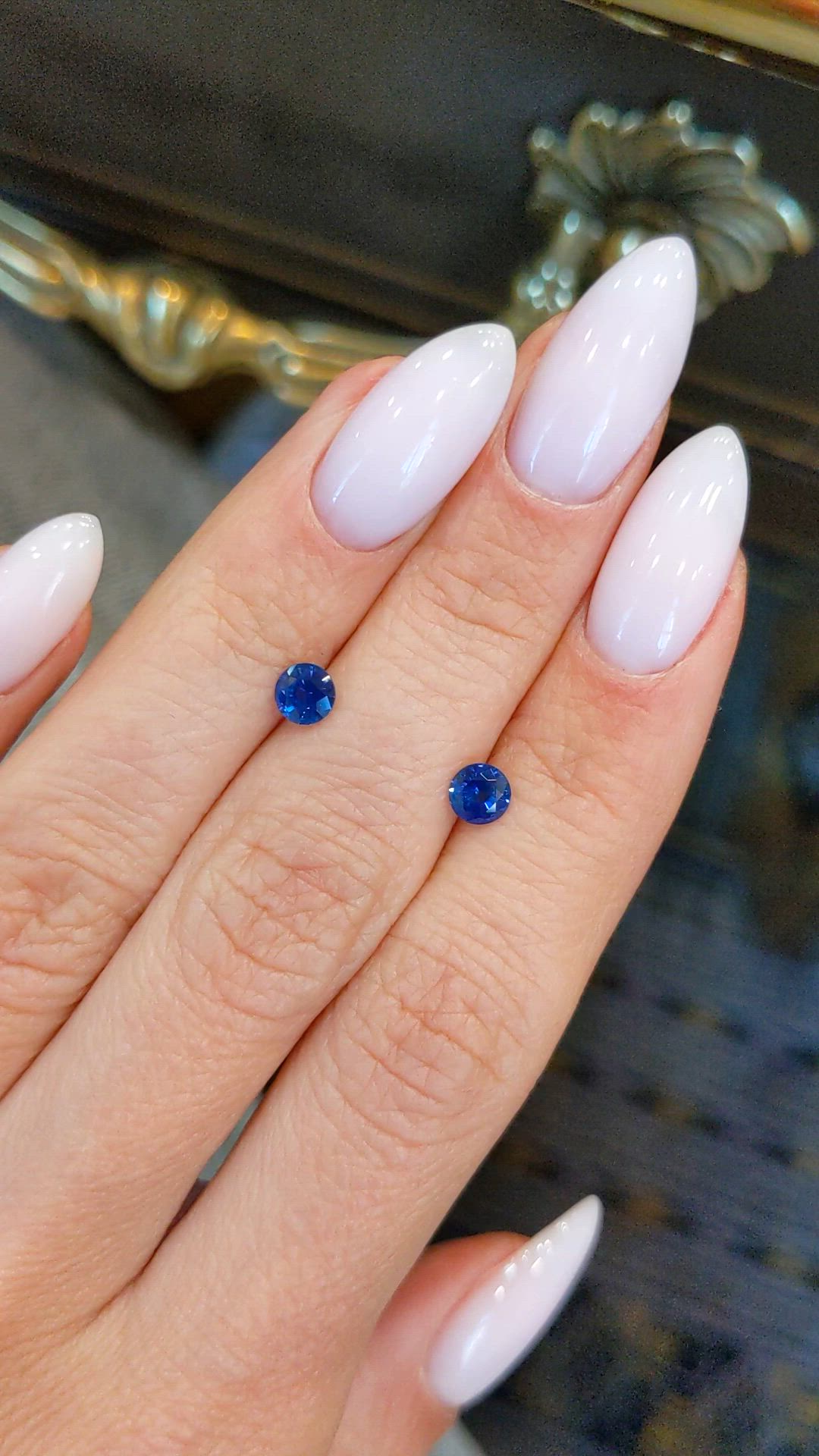 0.86 Ct.Tw.Total Carat Weight Blue Sapphire Pair from Ceylon (Sri Lanka) Size Video