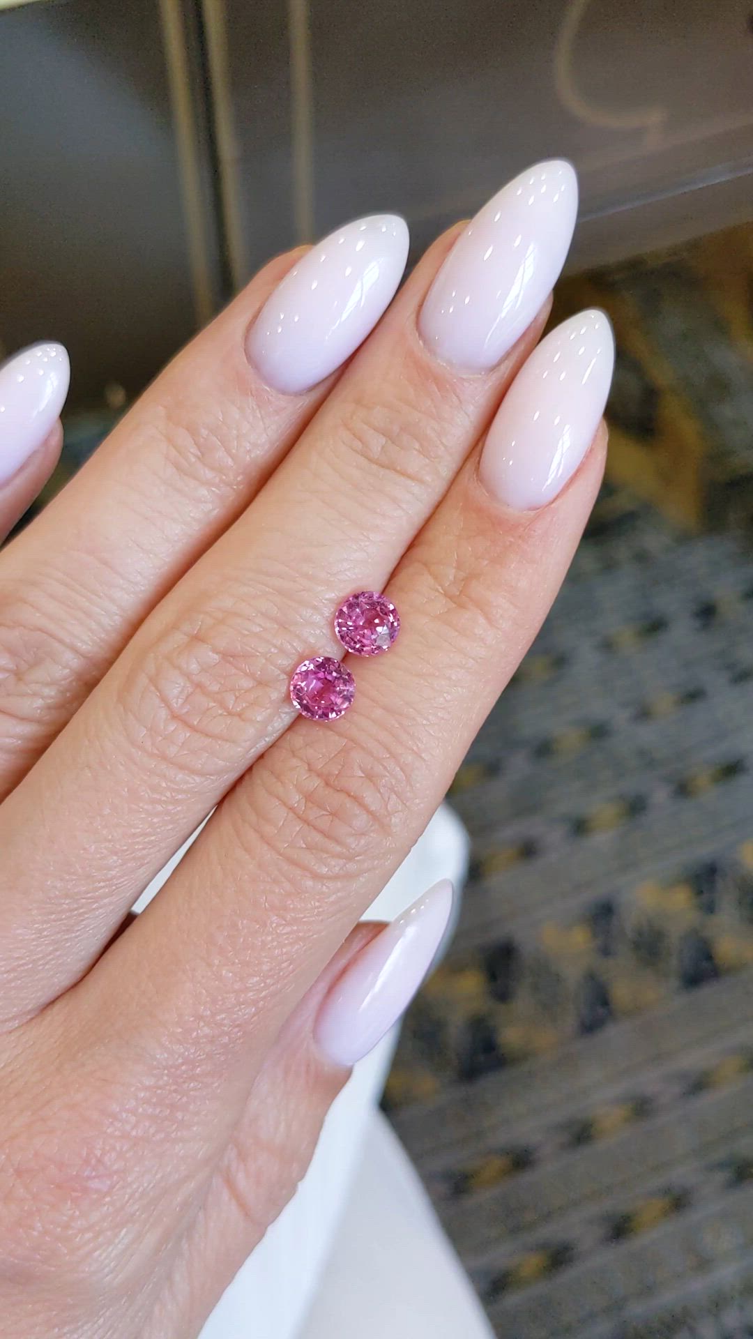 1.84 Ct.Tw.Total Carat Weight Pink Sapphire Pair from Ceylon (Sri Lanka) Size Video