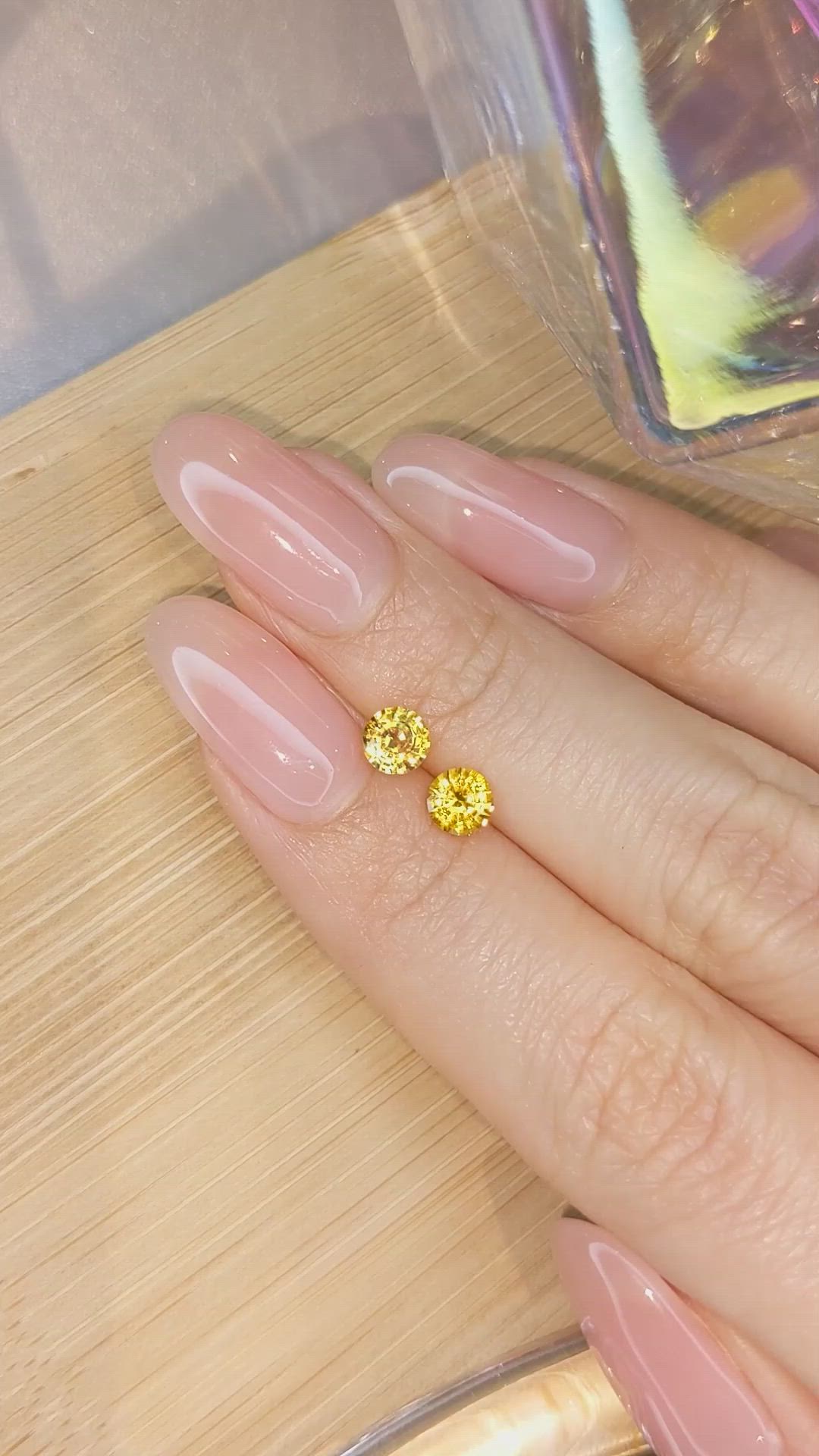 1.07 Ct.Tw.Total Carat Weight Yellow Sapphire Pair from Ceylon (Sri Lanka) Size Video