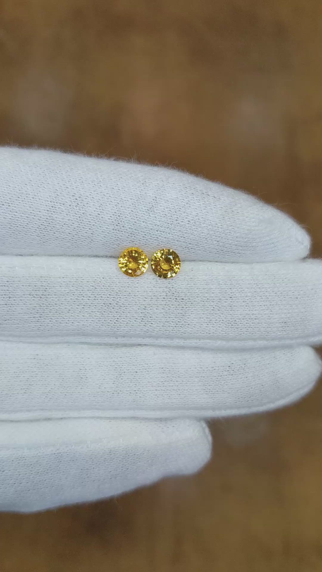 1.07 Ct.Tw.Total Carat Weight Yellow Sapphire Pair from Ceylon (Sri Lanka) Size Video