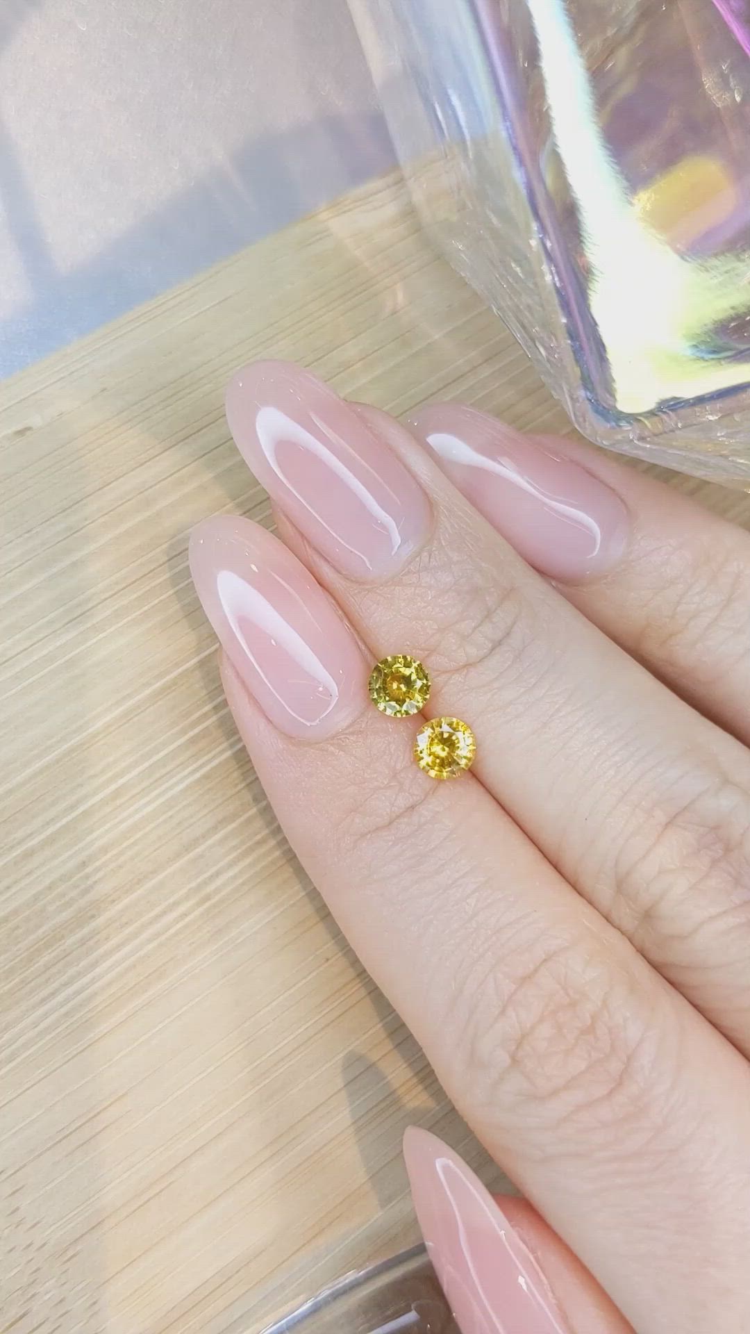 1.07 Ct.Tw.Total Carat Weight Yellow Sapphire Pair from Ceylon (Sri Lanka) Size Video