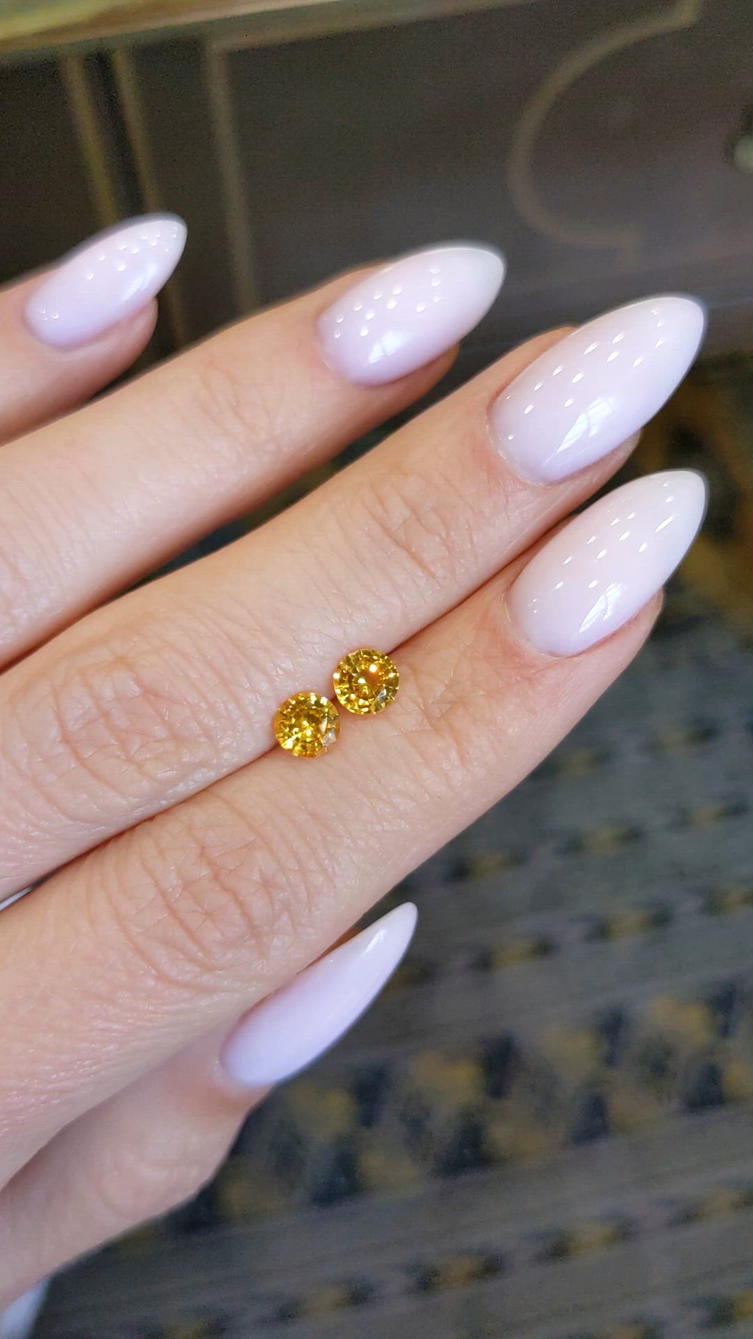 1.07 Ct.Tw.Total Carat Weight Yellow Sapphire Pair from Ceylon (Sri Lanka) Size Video