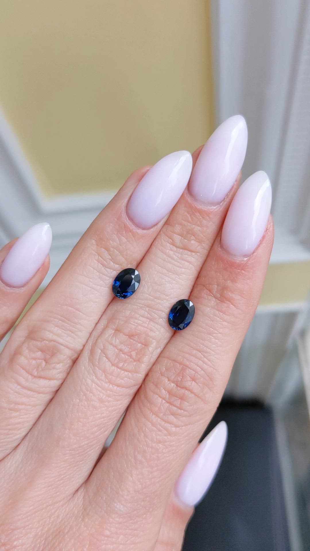 2.14 Ct.Tw.Total Carat Weight Blue Sapphire Pair from Ceylon (Sri Lanka) Size Video