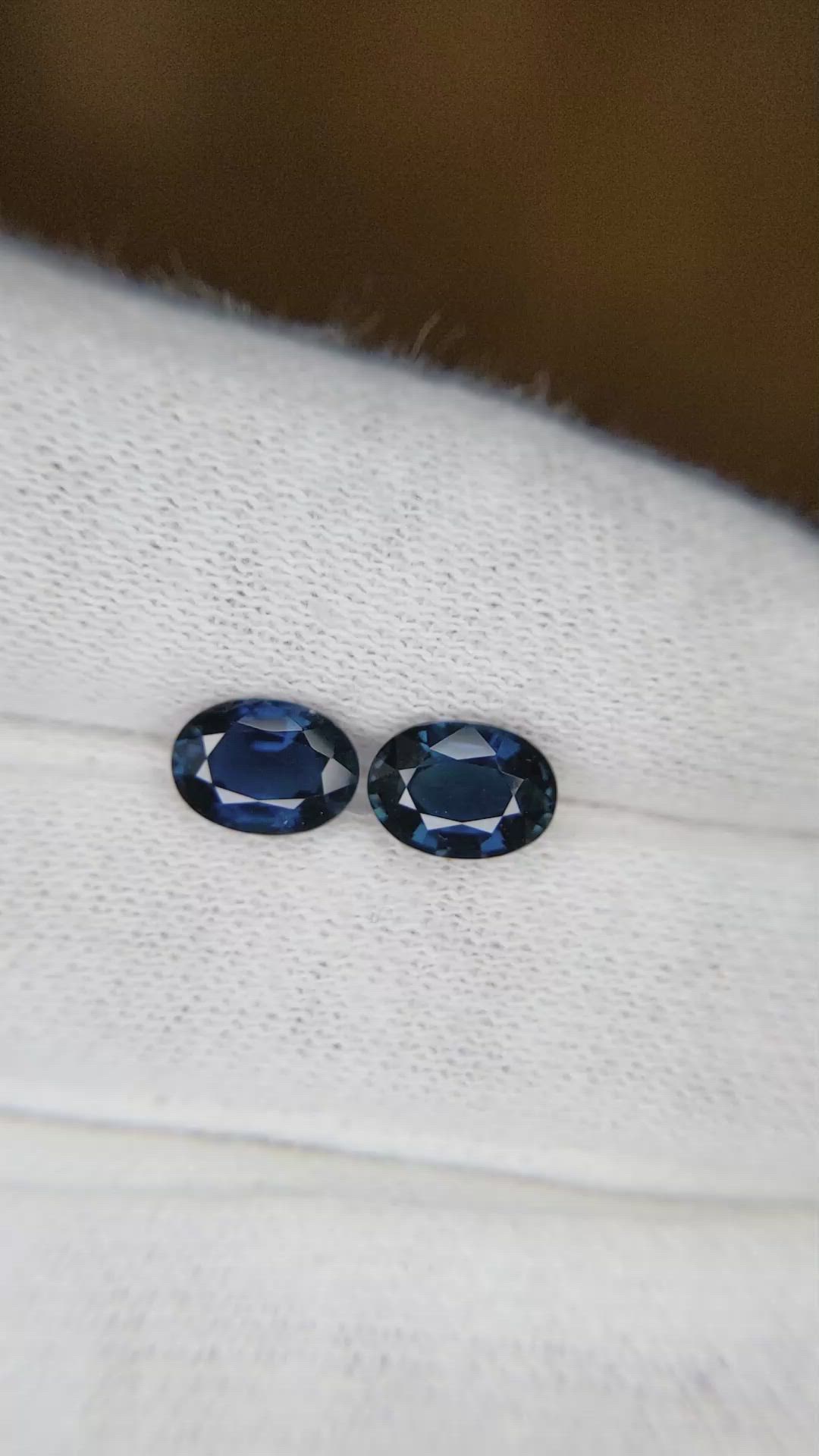 2.14 Ct.Tw.Total Carat Weight Blue Sapphire Pair from Ceylon (Sri Lanka) Size Video