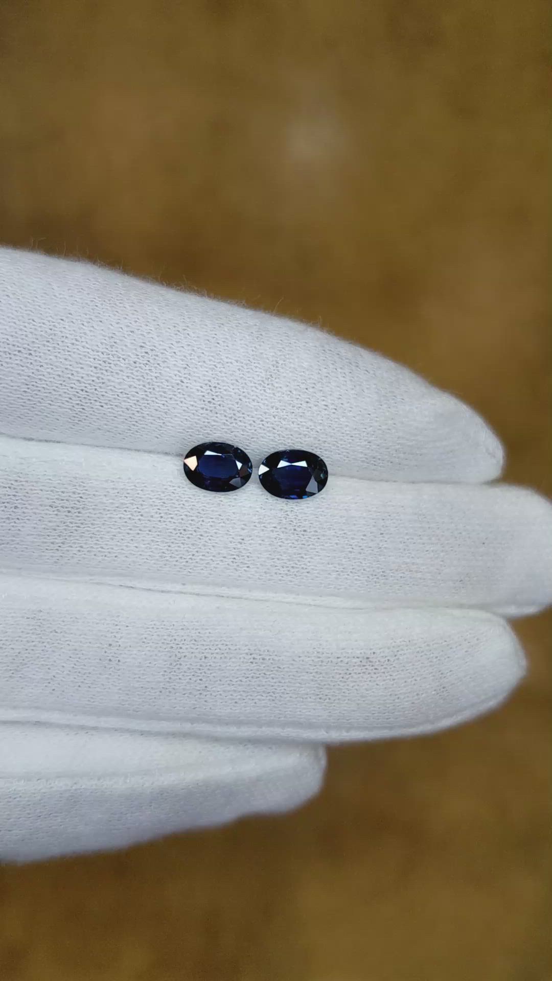 2.14 Ct.Tw.Total Carat Weight Blue Sapphire Pair from Ceylon (Sri Lanka) Size Video