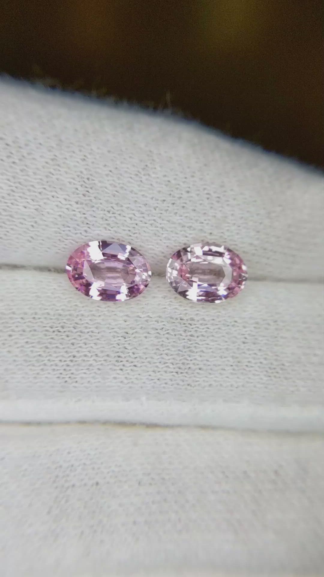 2.50 Ct.Tw.Total Carat Weight Pink Sapphire Pair from Ceylon (Sri Lanka) Size Video
