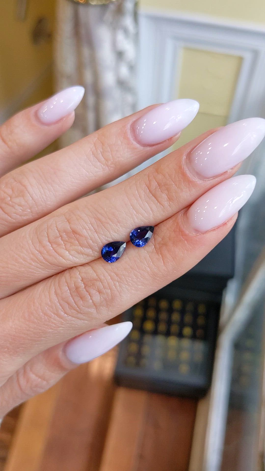 1.76&nbsp;Ct.Tw.Total Carat Weight Blue Sapphire Pair from Ceylon (Sri Lanka) Size Video