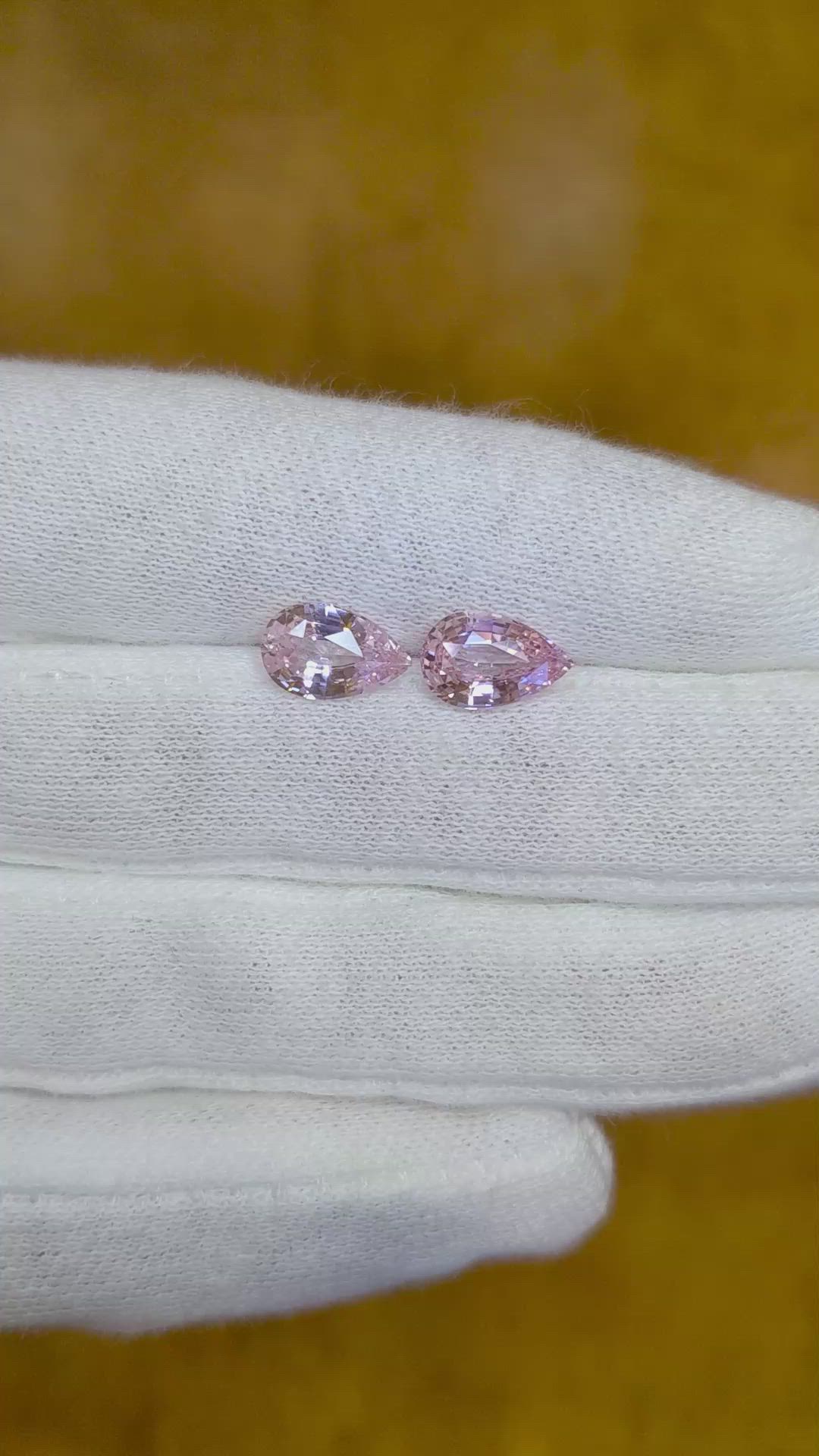 3.59 Ct.Tw.Total Carat Weight Pink Sapphire Pair from Ceylon (Sri Lanka) Size Video