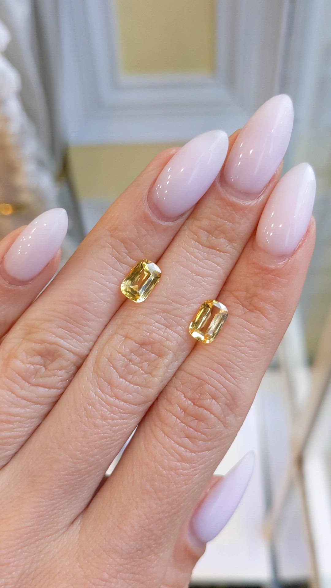 3.19 Ct.Tw.Total Carat Weight Yellow Sapphire Pair from Ceylon (Sri Lanka) Size Video