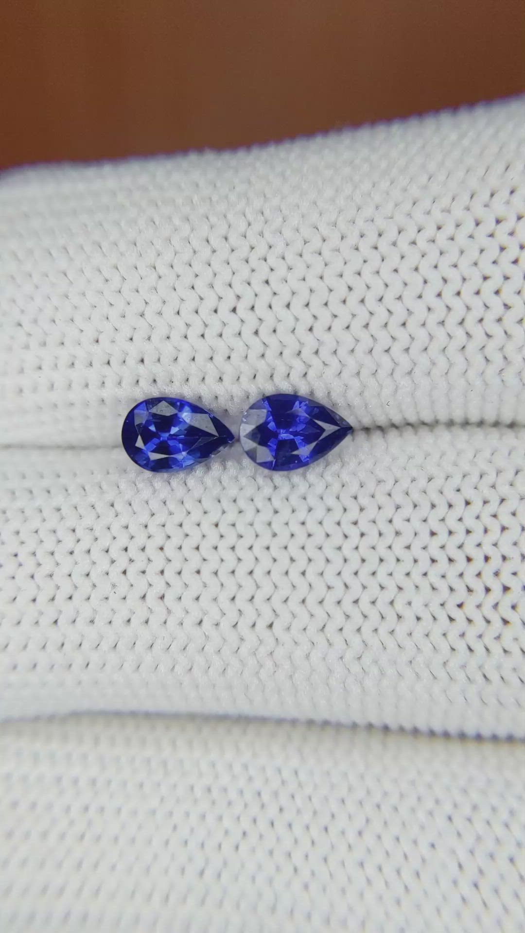 1.10 Ct.Tw.Total Carat Weight Blue Sapphire Pair from Ceylon (Sri Lanka) Size Video