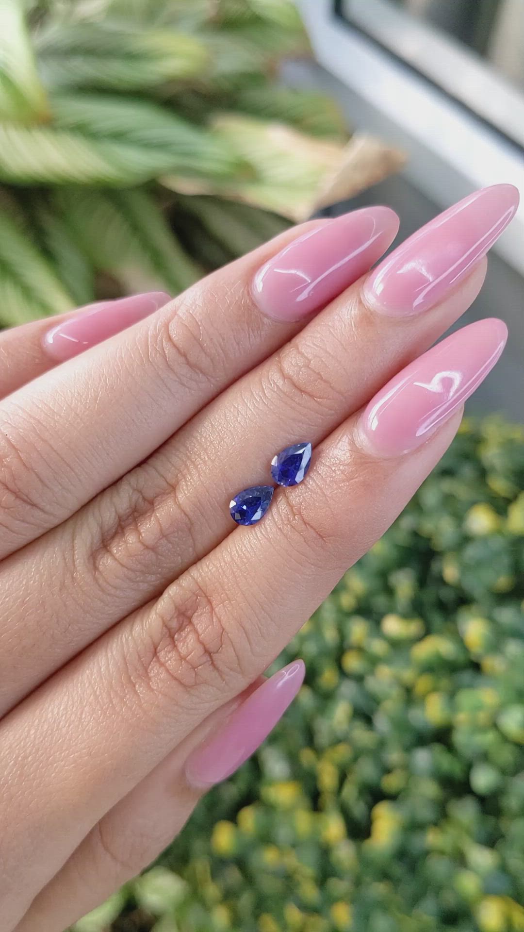 1.10 Ct.Tw.Total Carat Weight Blue Sapphire Pair from Ceylon (Sri Lanka) Size Video