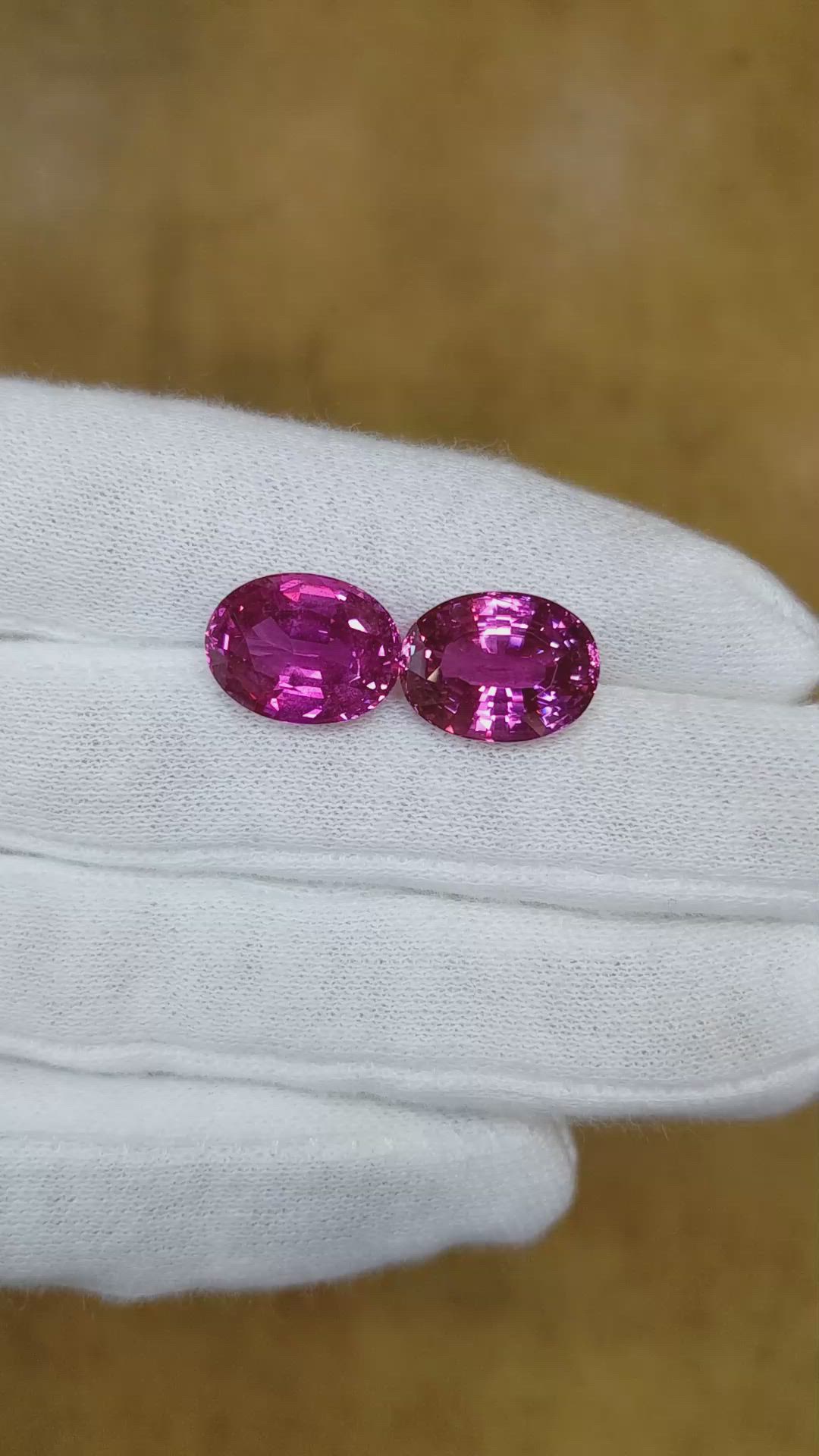 16.43&nbsp;Ct.Tw.Total Carat Weight Pink Sapphire Pair from Madagascar Size Video