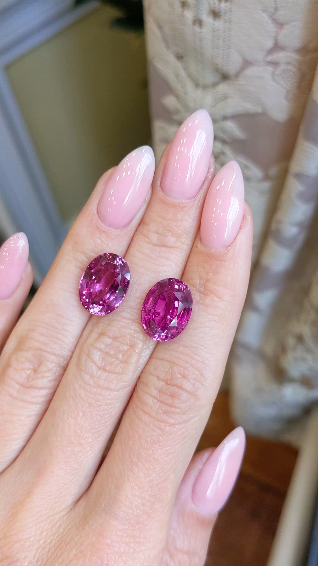 16.43&nbsp;Ct.Tw.Total Carat Weight Pink Sapphire Pair from Madagascar Size Video