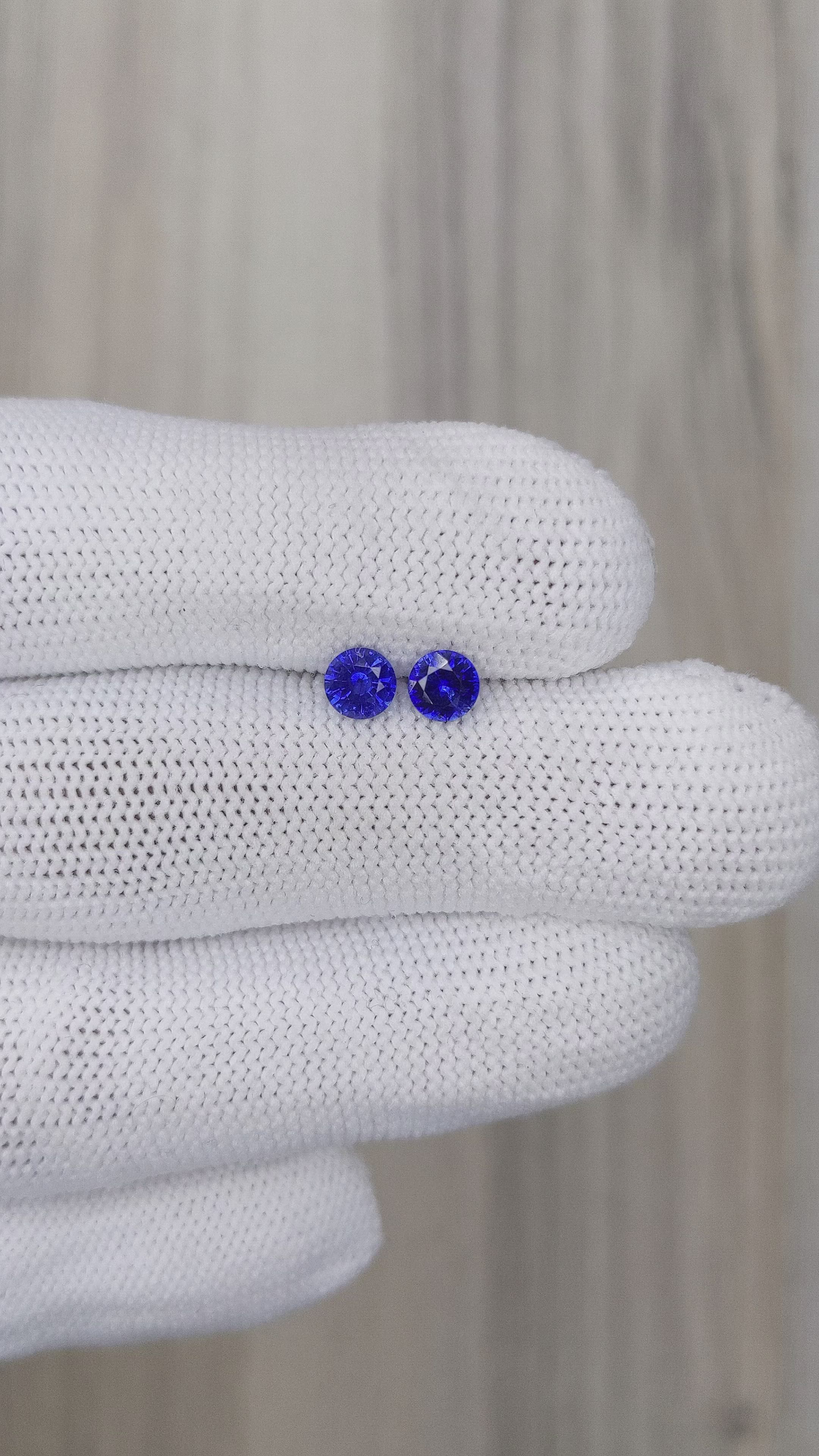 0.77 Ct.Tw.Total Carat Weight Blue Sapphire Pair from Ceylon (Sri Lanka) Size Video