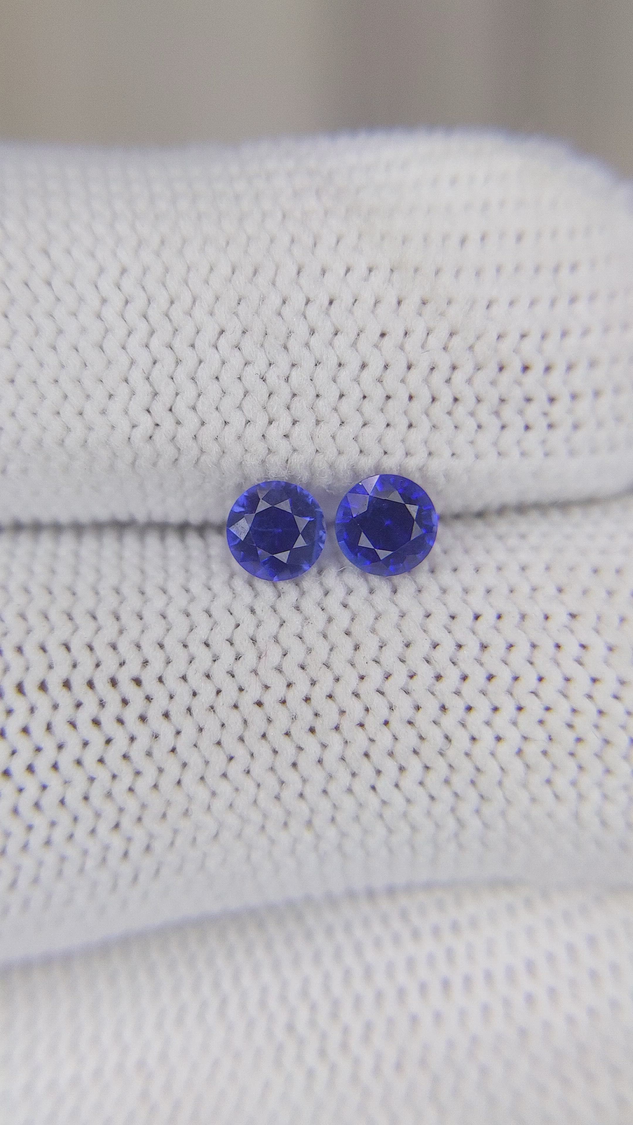 0.70 Ct.Tw.Total Carat Weight Blue Sapphire Pair from Ceylon (Sri Lanka) Size Video