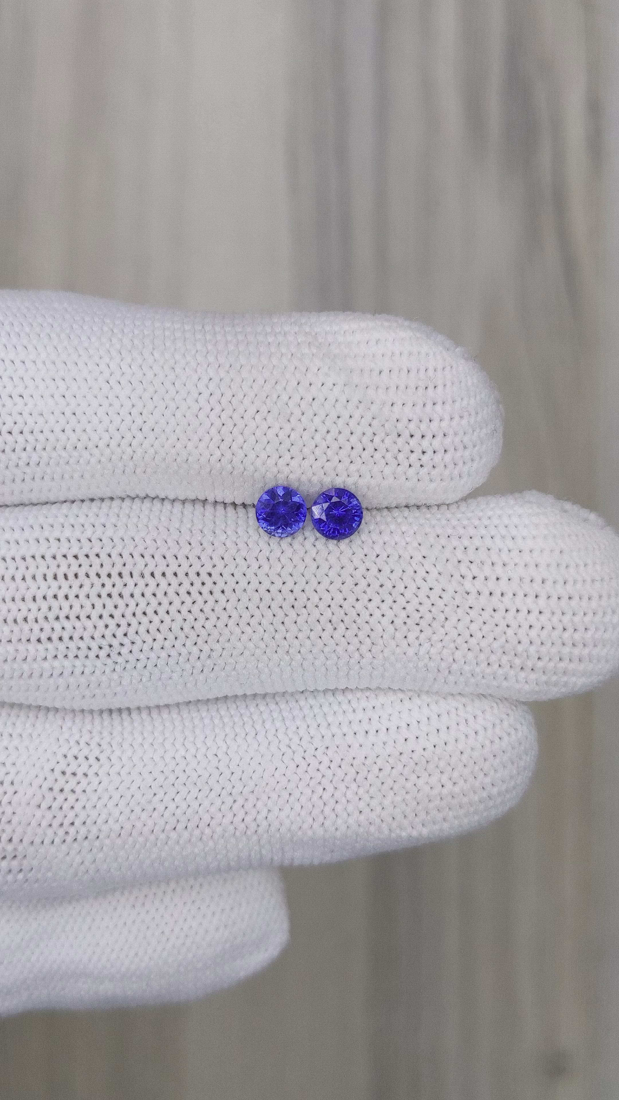 0.70 Ct.Tw.Total Carat Weight Blue Sapphire Pair from Ceylon (Sri Lanka) Size Video