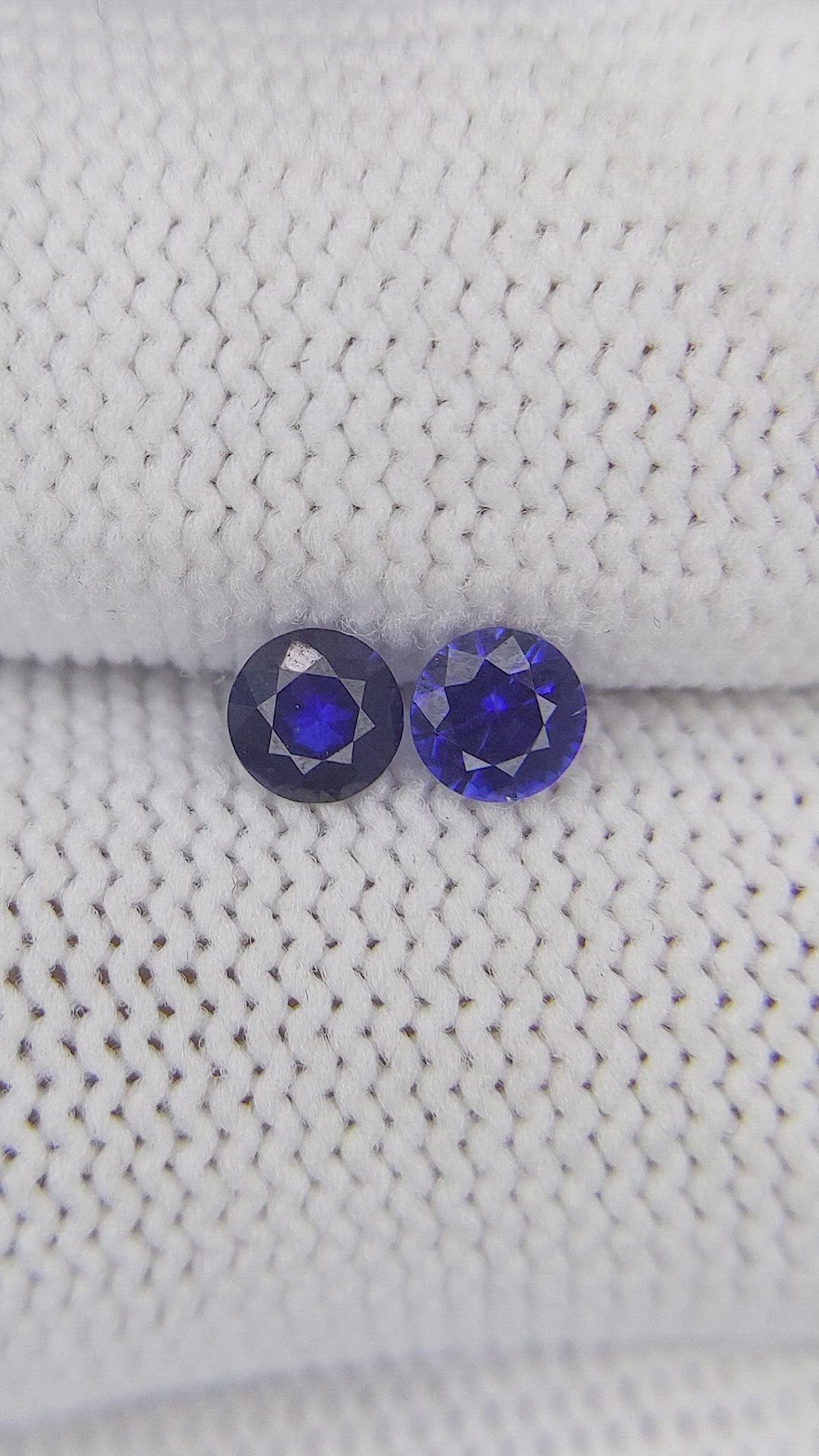0.52 Ct.Tw.Total Carat Weight Blue Sapphire Pair from Ceylon (Sri Lanka) Size Video