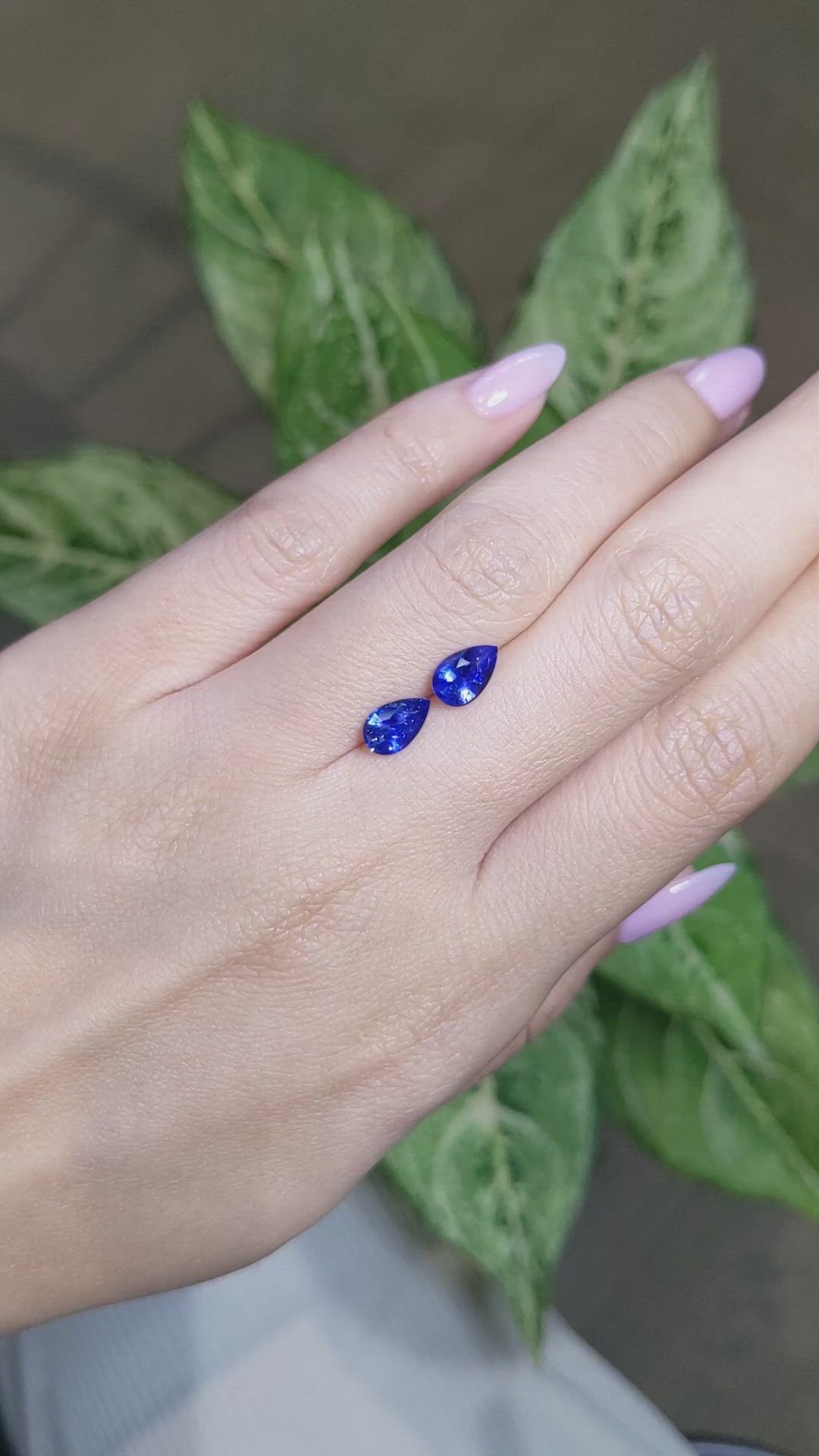 1.83 Ct.Tw.Total Carat Weight Blue Sapphire Pair from Ceylon (Sri Lanka) Size Video