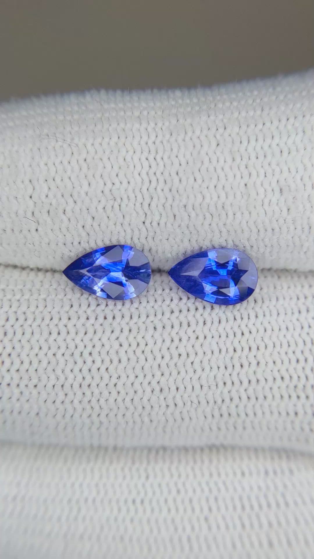 1.83 Ct.Tw.Total Carat Weight Blue Sapphire Pair from Ceylon (Sri Lanka) Size Video