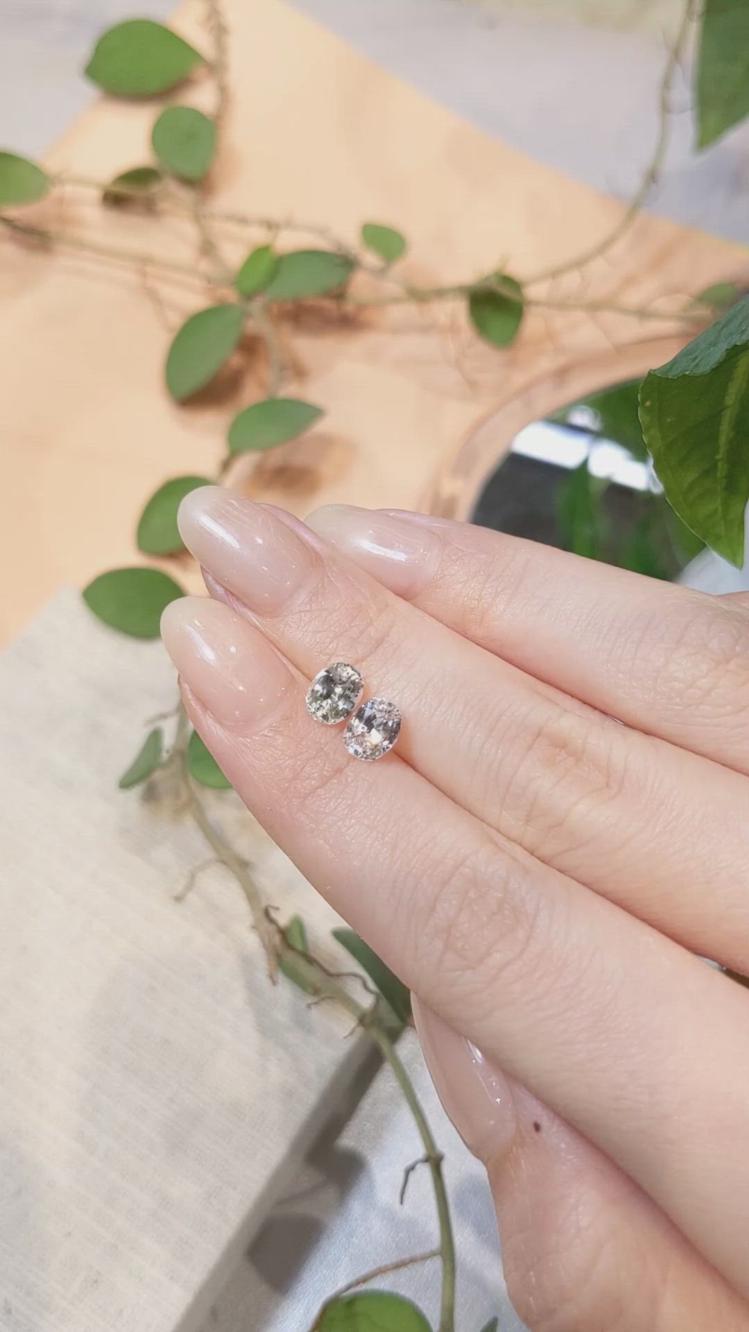 2.21 Ct.Tw.Total Carat Weight Green Sapphire Pair from Ceylon (Sri Lanka) Size Video